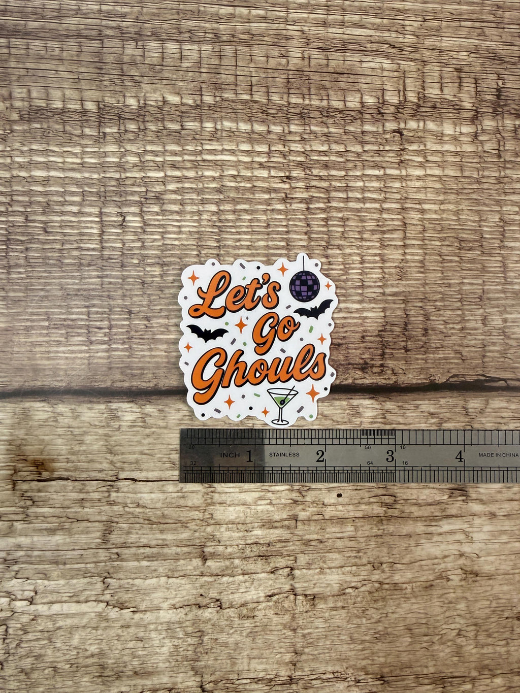 Cute Halloween Waterproof Sticker – "Let’s Go Ghouls" Ghost Vinyl Decal, Funny Halloween Gift