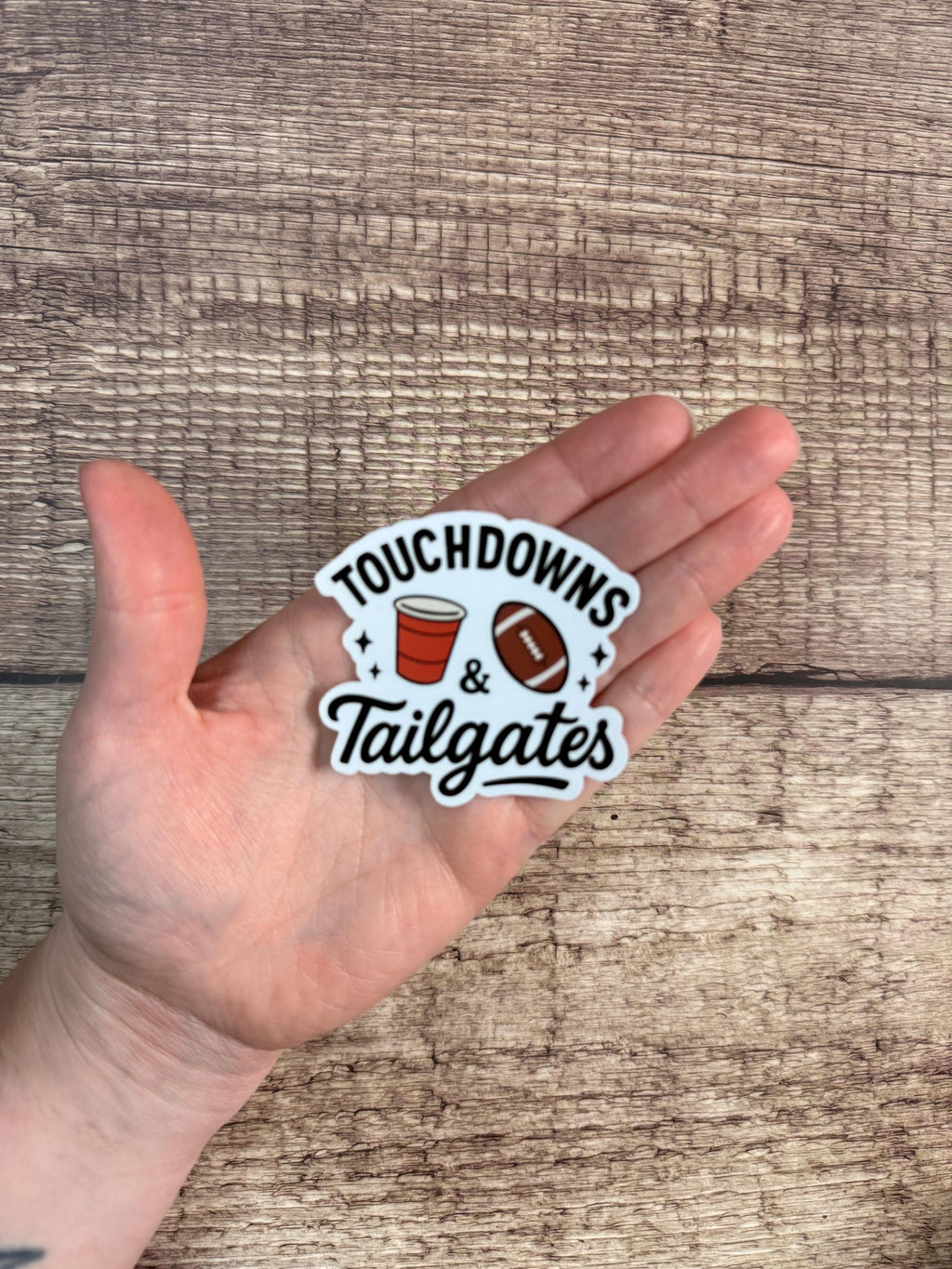 Touchdowns & Tailgates Football Sticker: Waterproof Vinyl Decal