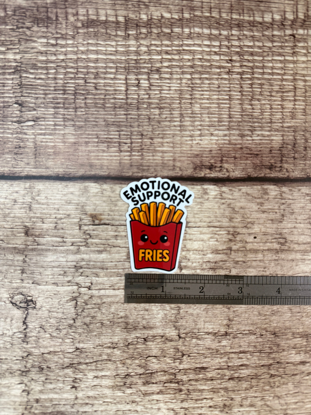 Emotional Support Fries Sticker - Funny Food Lover Gift - Vinyl Sticker for Laptops & Water Bottles