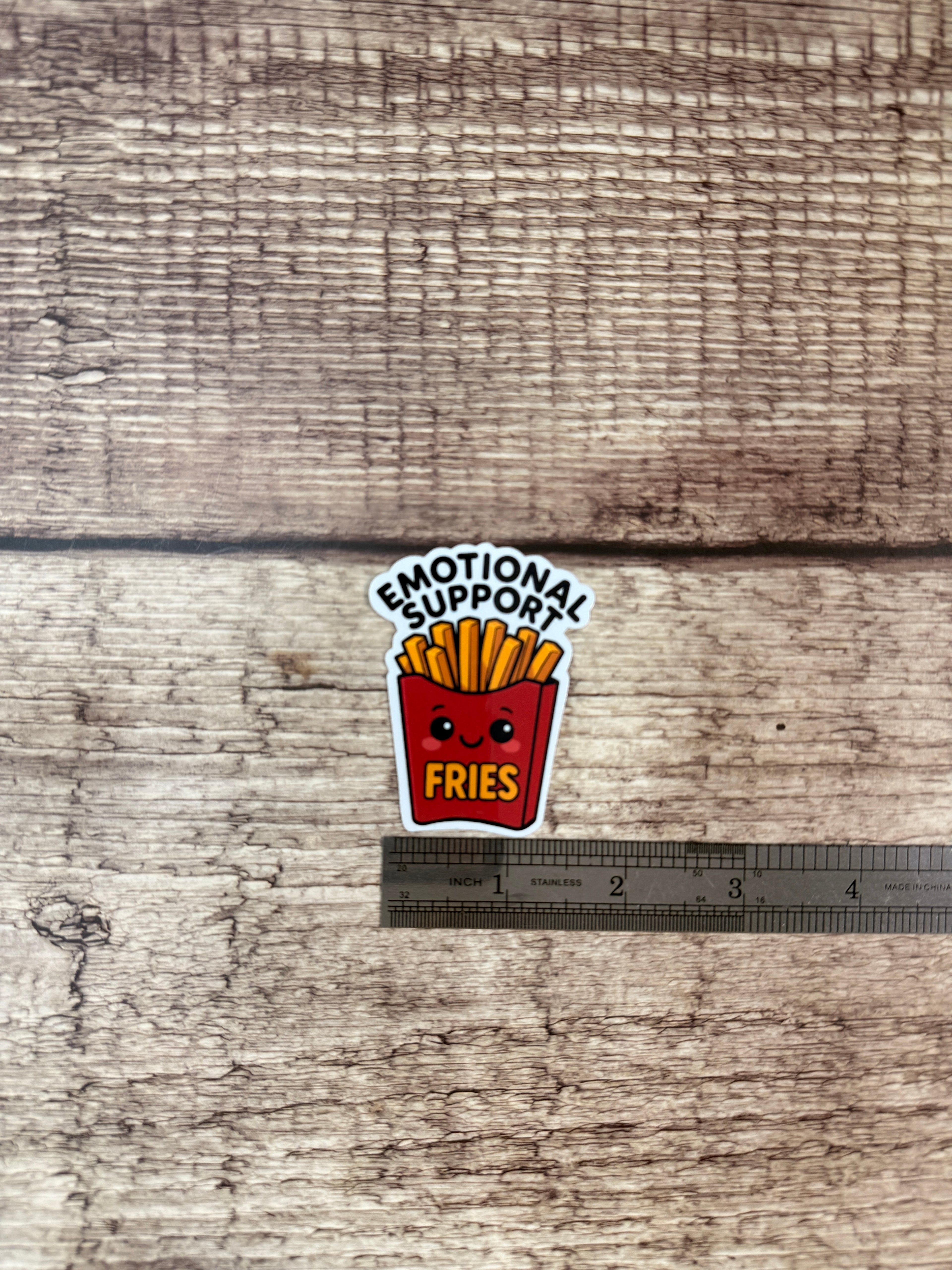 Emotional Support Fries Sticker - Funny Food Lover Gift - Vinyl Sticker for Laptops & Water Bottles