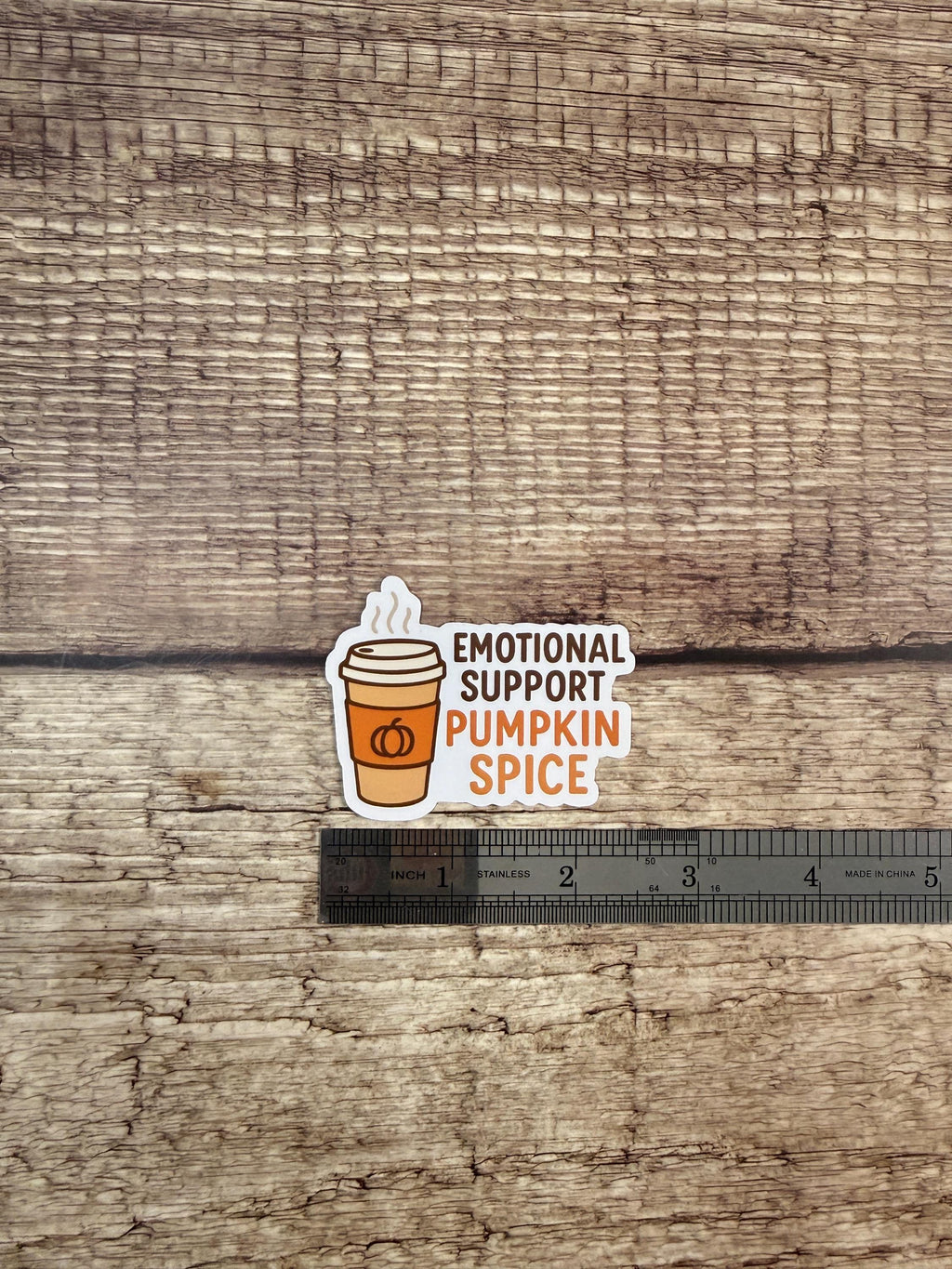 Funny Fall Coffee Waterproof Sticker – Emotional Support Pumpkin Spice Vinyl Decal Gift