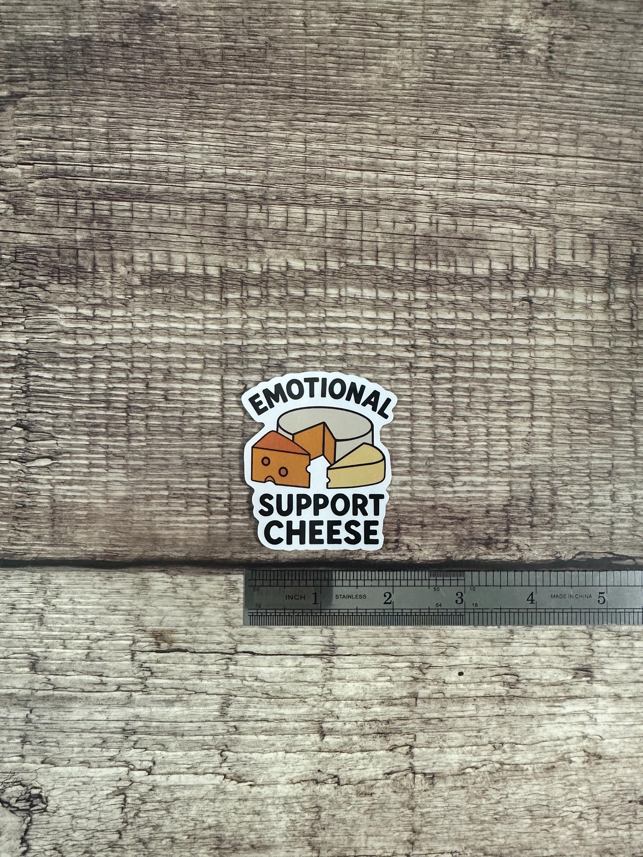 Funny Food Waterproof Sticker: Emotional Support Cheese Vinyl Decal