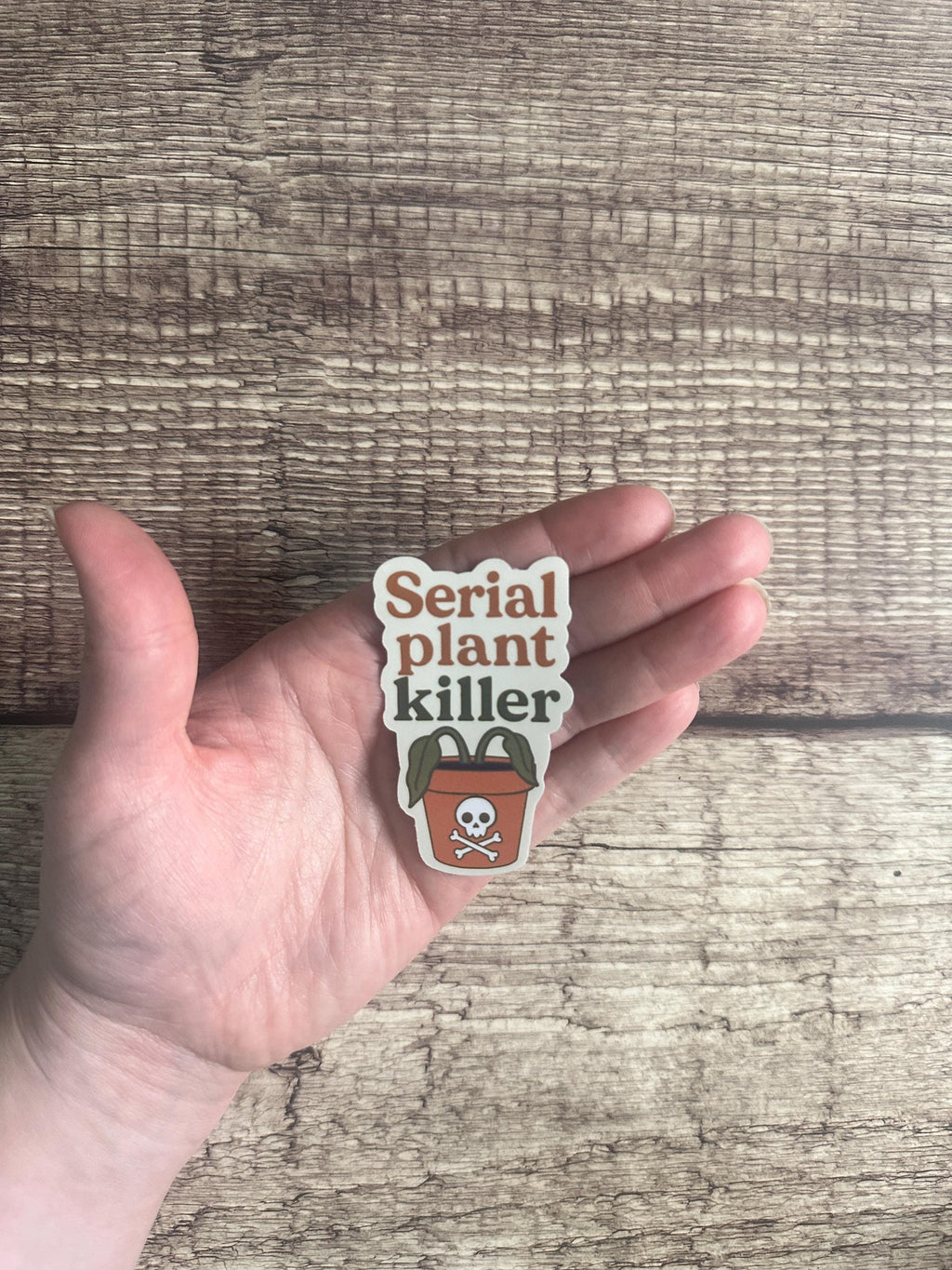 Black Thumb Funny Waterproof Sticker "Serial Plant Killer" - Plant Parent Humor Vinyl Decal for Houseplant Lovers