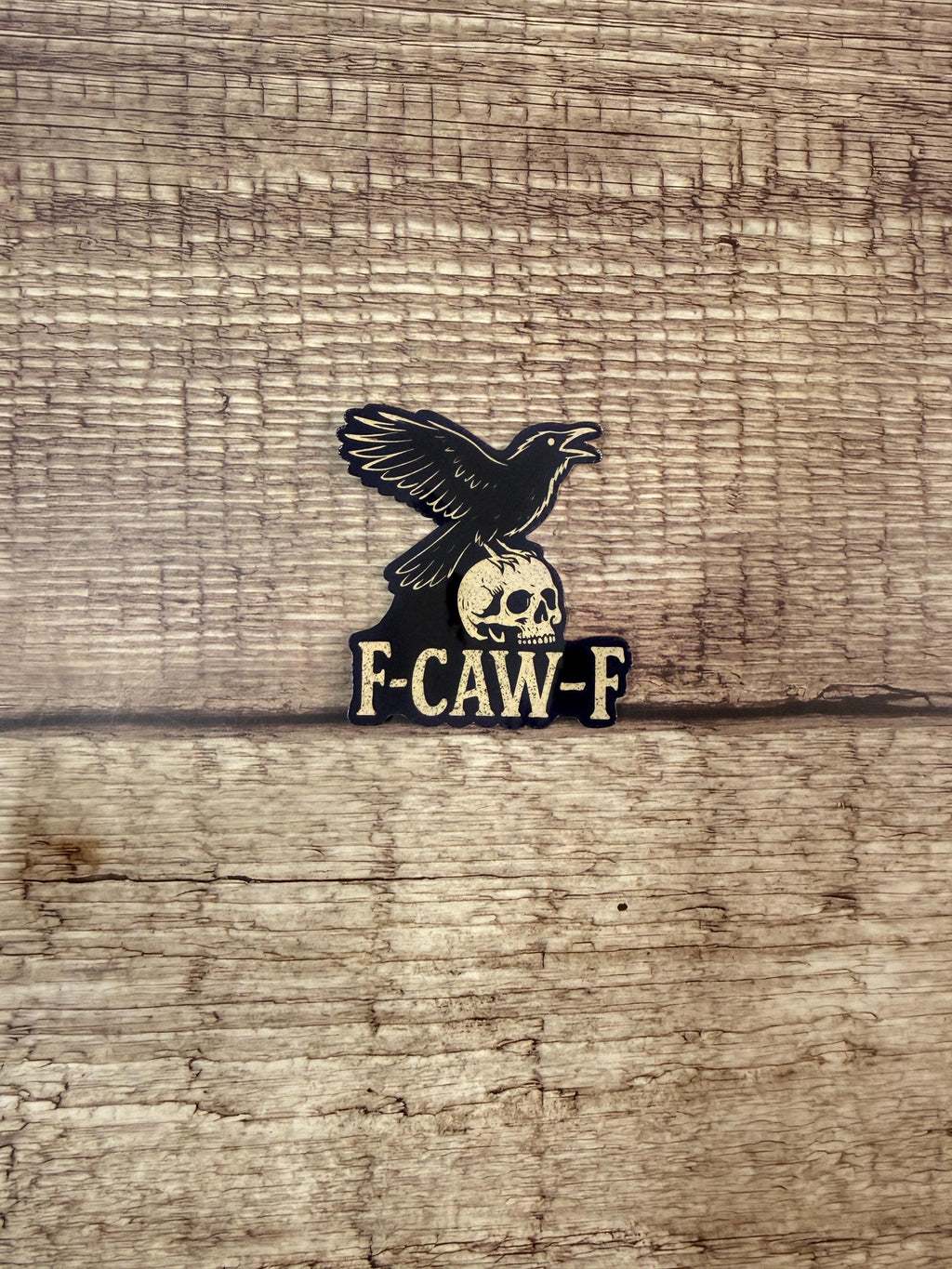 Edgy Halloween Waterproof Sticker – F-CAW-F Crow Sticker, Gothic Raven Skull, Spooky Halloween Vinyl Decal