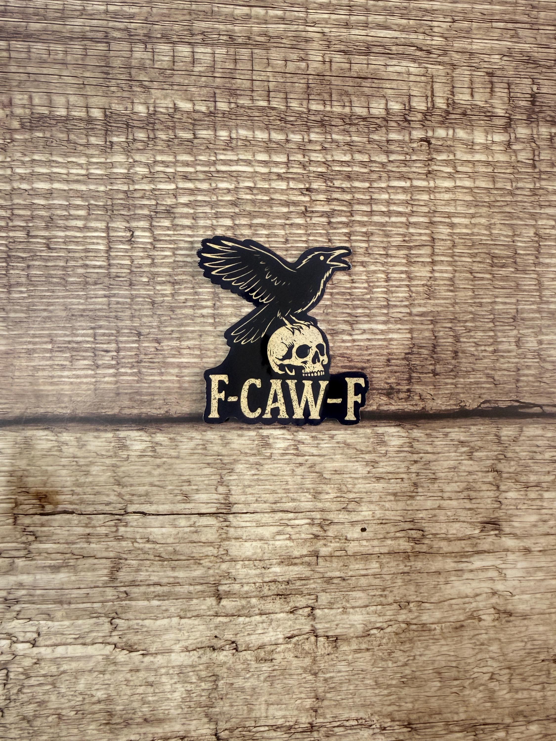Edgy Halloween Waterproof Sticker – F-CAW-F Crow Sticker, Gothic Raven Skull, Spooky Halloween Vinyl Decal