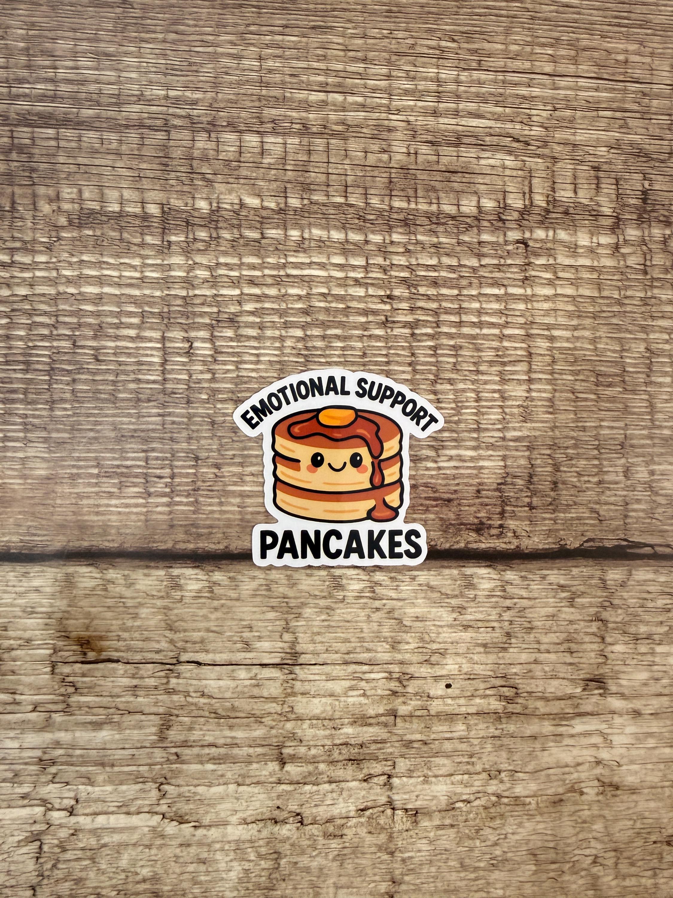 Emotional Support Pancake Waterproof Sticker | Funny Breakfast Food Pun Vinyl Decal Gift