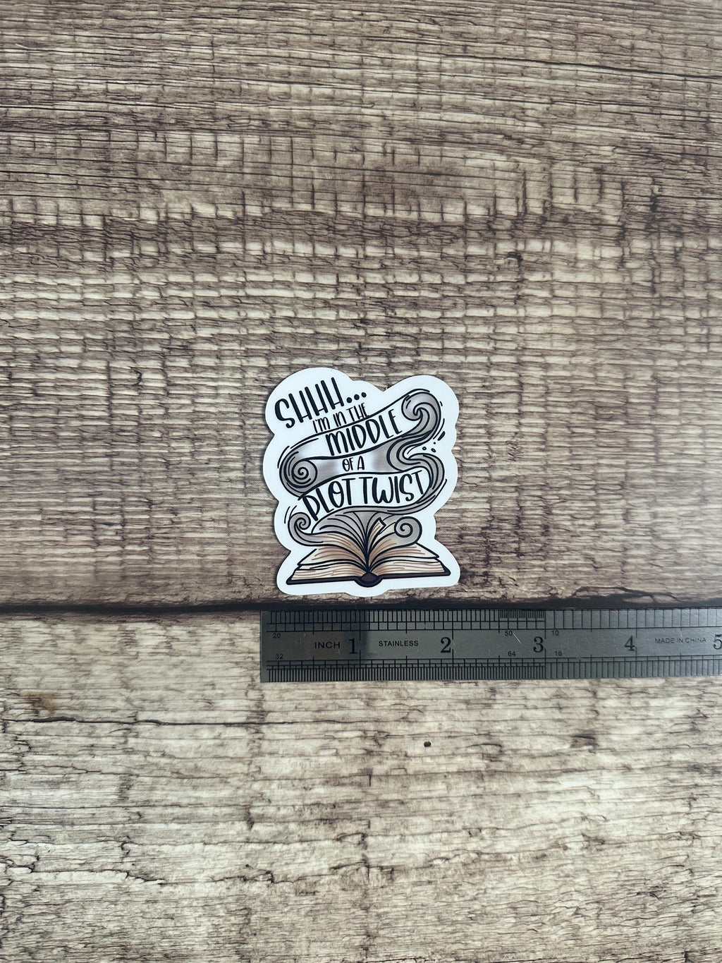 Funny Plot Twist Waterproof Sticker: "Shh I'm in the  Middle of a Plot Twist" Book Lover Vinyl Decal Gift