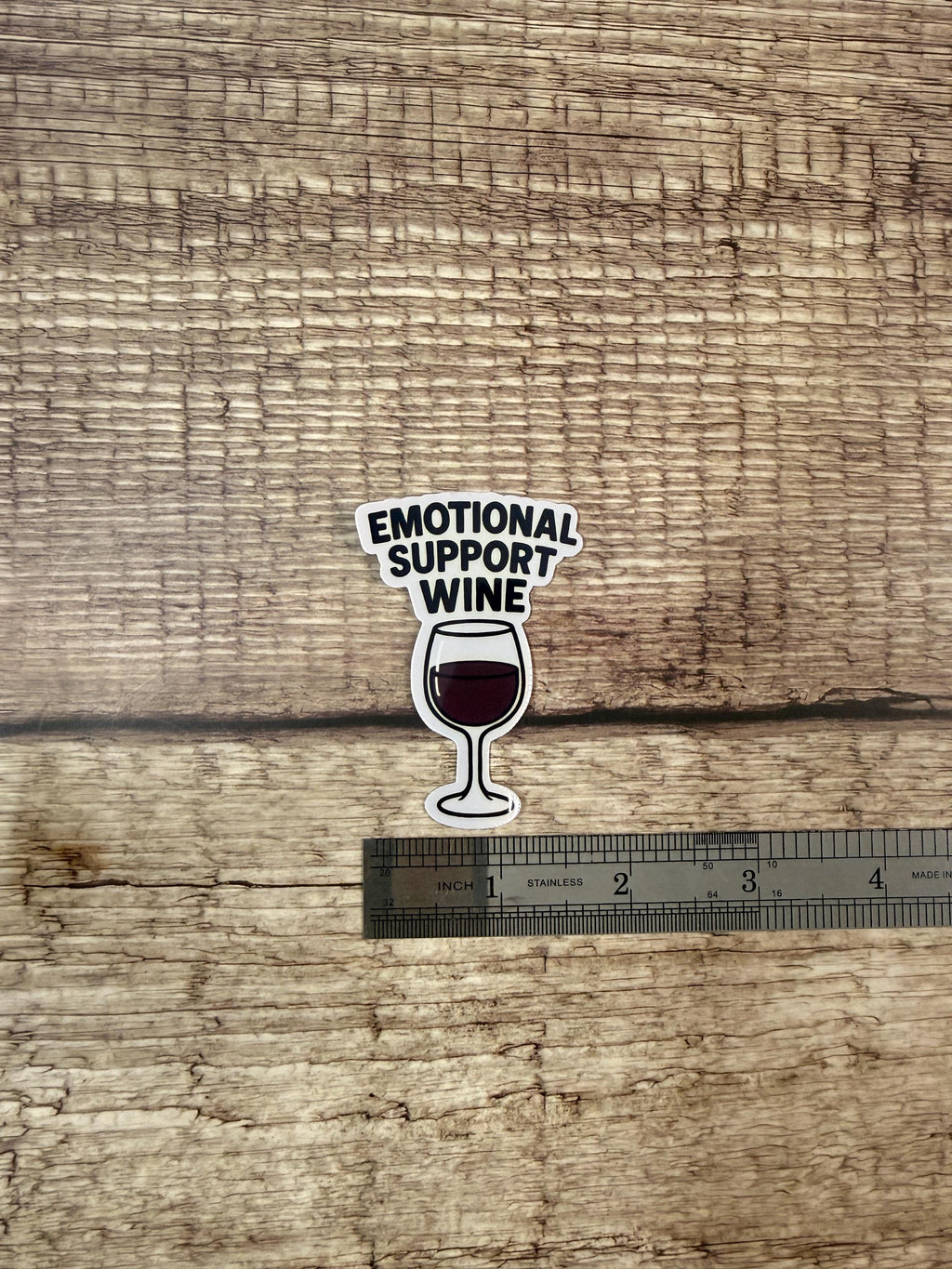Funny Wine Waterproof Sticker: Emotional Support Wine Vinyl Decal Gift