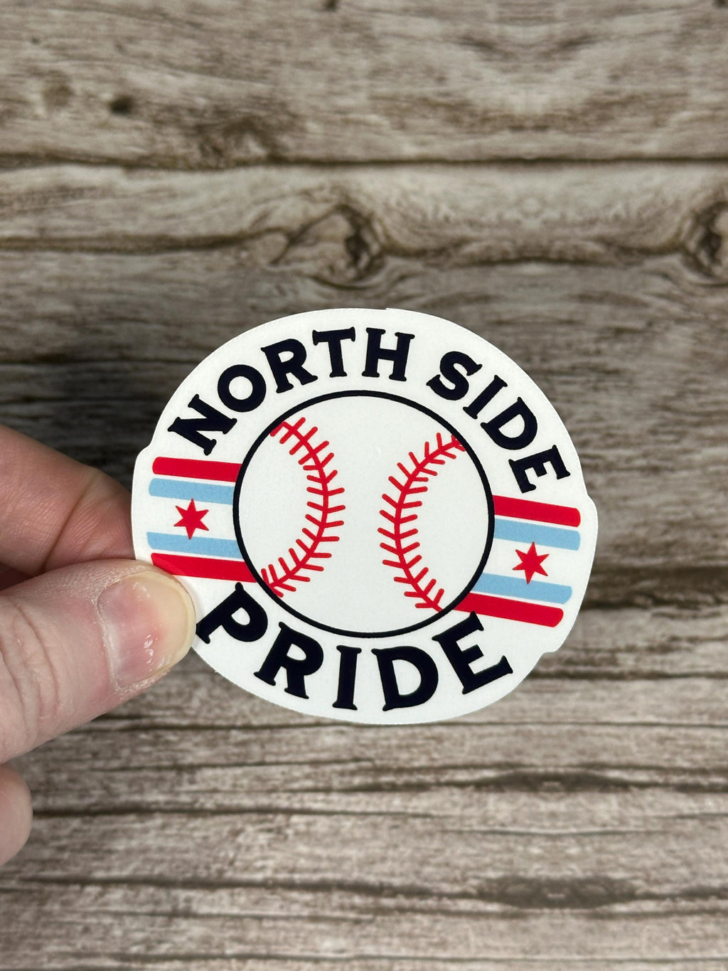 Chicago Baseball Waterproof Sticker: North Side Pride Baseball, Chicago Flag