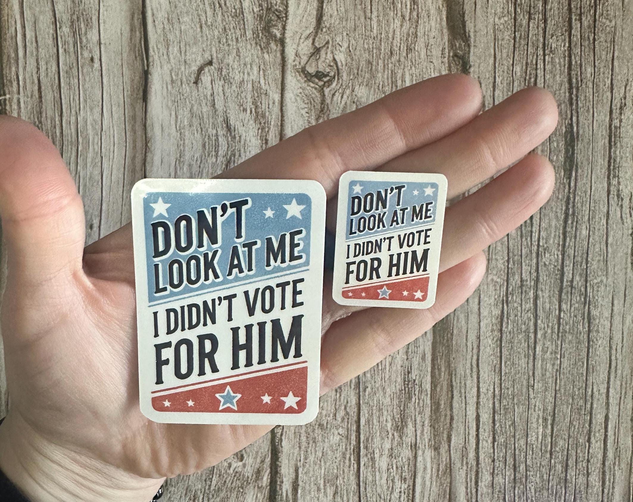 Anti-Trump Vinyl Waterproof Sticker: Political Humor Decal Gift “Don’t Look At Me I Didn’t Vote For Him”