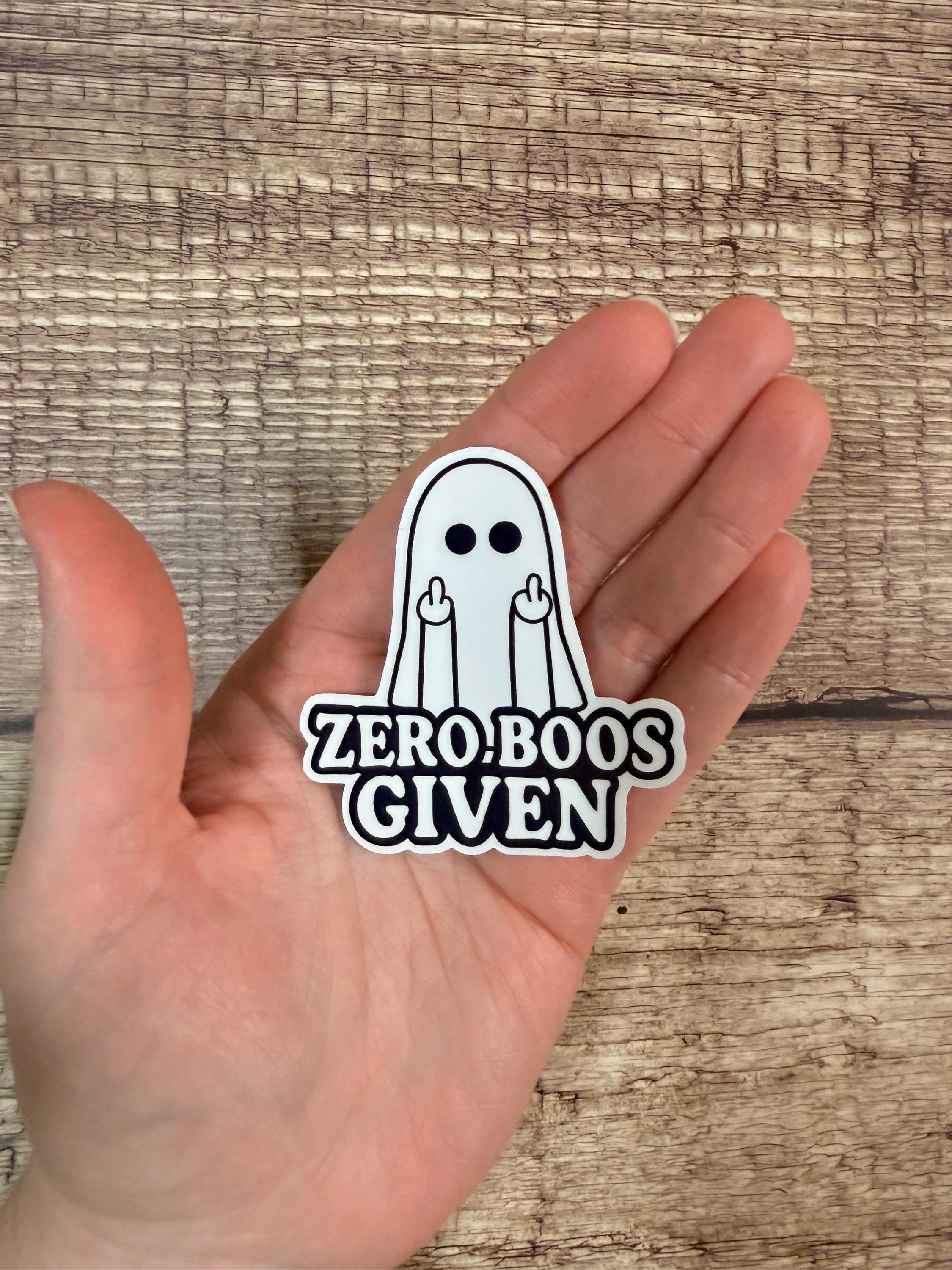 Funny Halloween Waterproof Sticker – "Zero Boos Given" Cheeky Halloween Ghost Vinyl Decal, Cute Spooky Season Gift