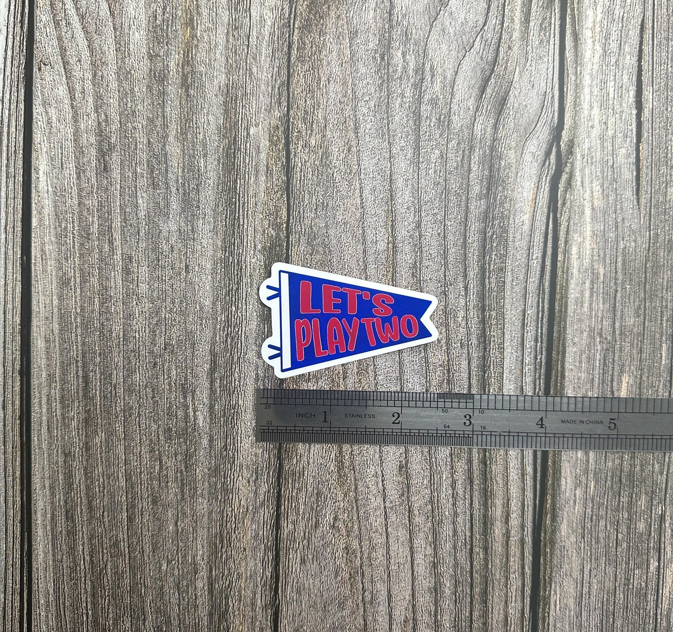 Let's Play Two Waterproof Sticker: Baseball Inspired Vinyl Decal