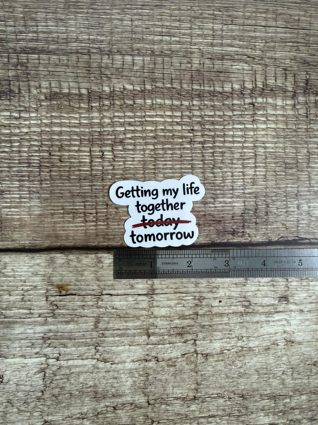 Funny Relatable Waterproof Sticker "Getting My Life Together Tomorrow" Vinyl Decal Gift