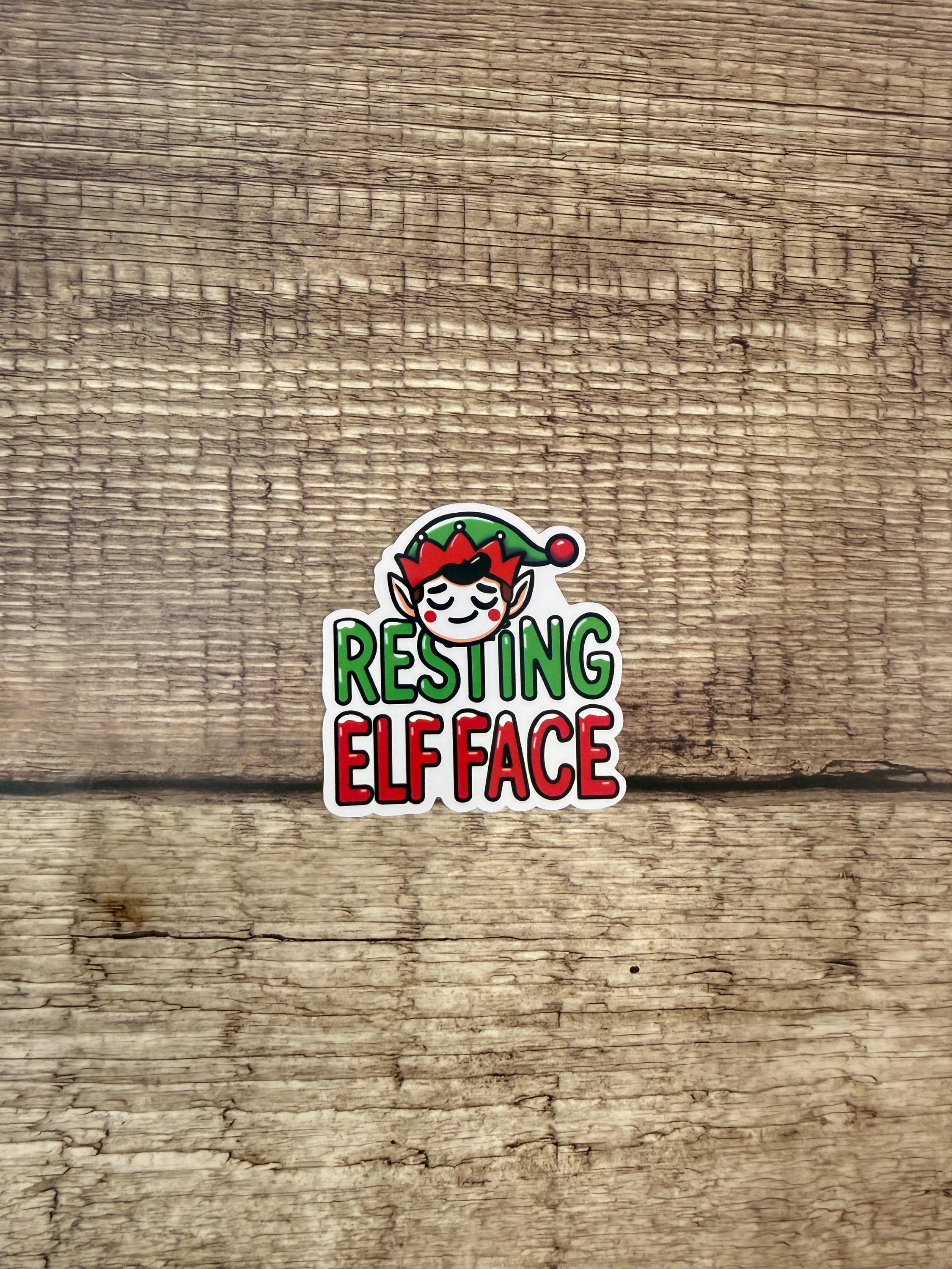 Funny Holiday Waterproof Sticker "Resting Elf Face" Christmas Vinyl Sticker