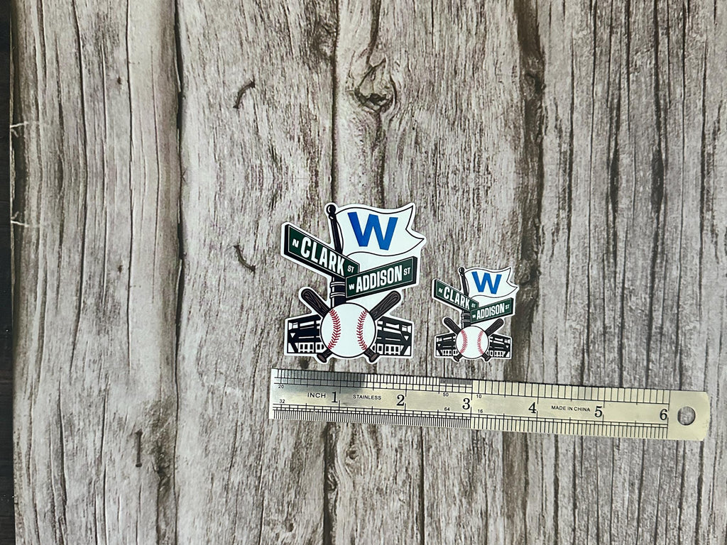 Wrigley Field Inspired Waterproof Sticker: Chicago Baseball Clark & Addison Vinyl Decal