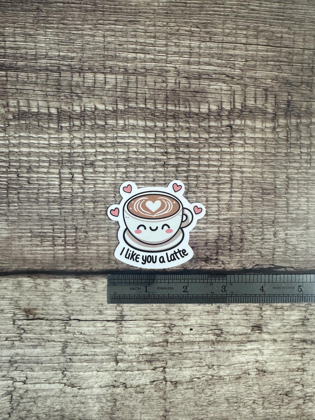 Cute Coffee Pun Waterproof Sticker "I Like You a Latte" - Funny Coffee Lover Gift - Vinyl Decal for Laptops & Water Bottles