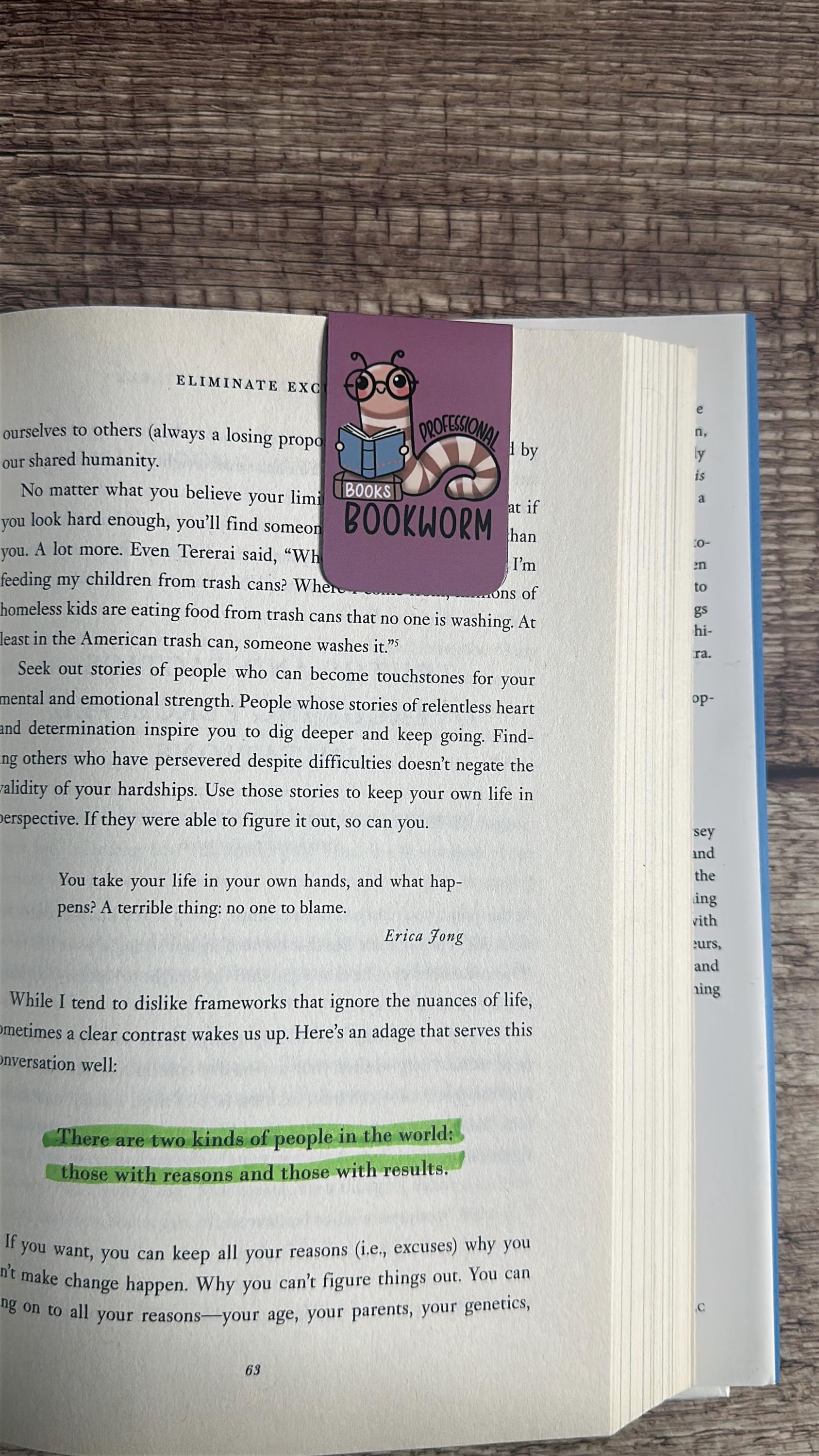 Professional Bookworm Magnetic Bookmark: Book Lover Gift