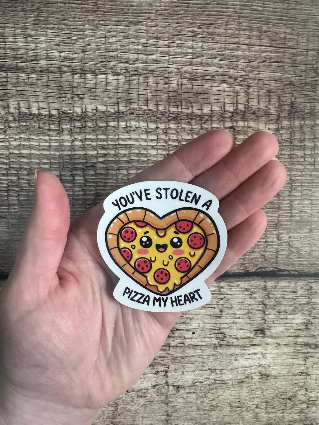Funny Food Lover Waterproof Sticker "You’ve Stolen a Pizza My Heart" – Cute Food Pun Gift - Sticker for Laptops & Water Bottles