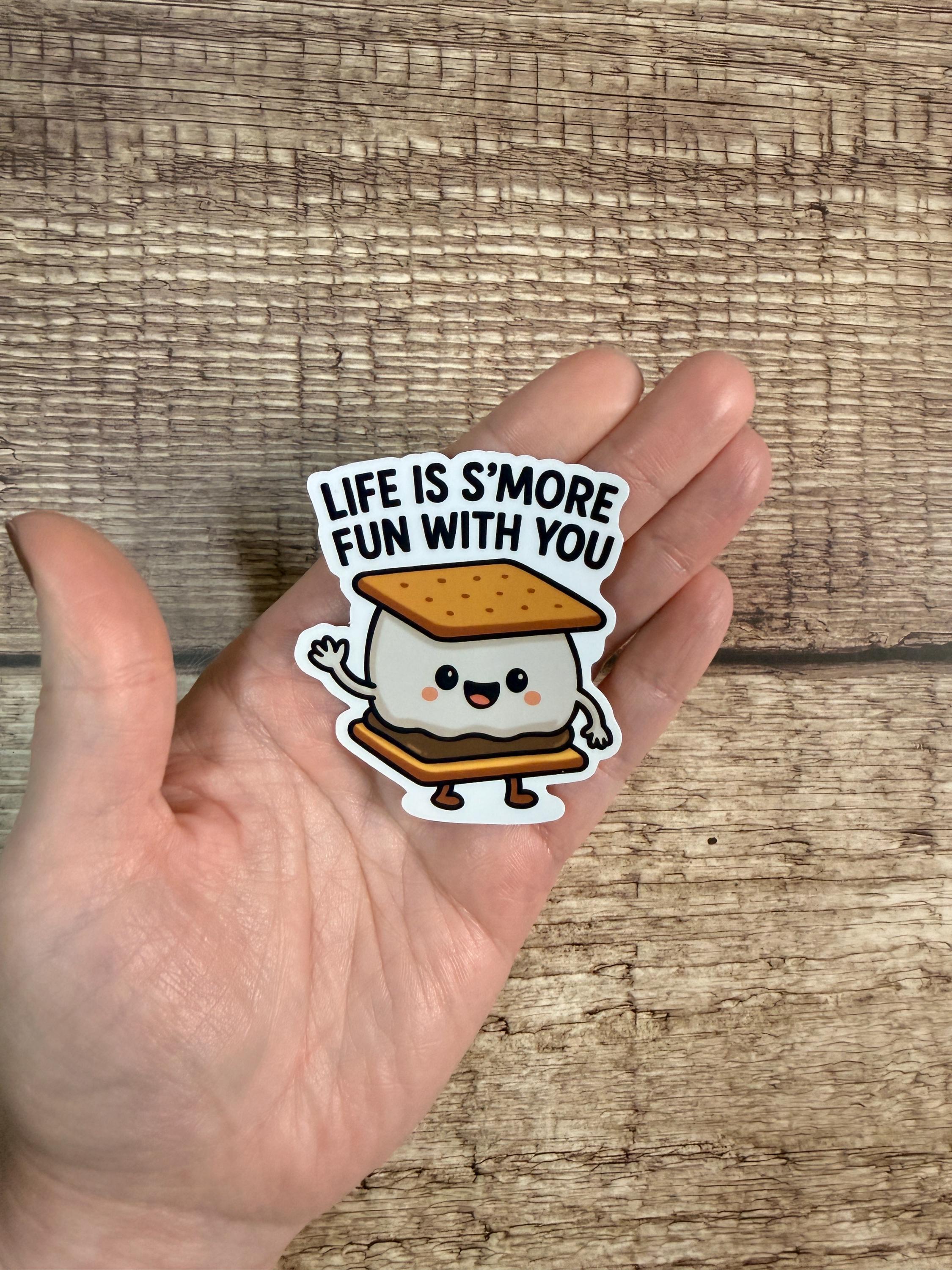 Funny Food Pun Waterproof Sticker: Life’s S’more Fun With You Vinyl Decal Gift