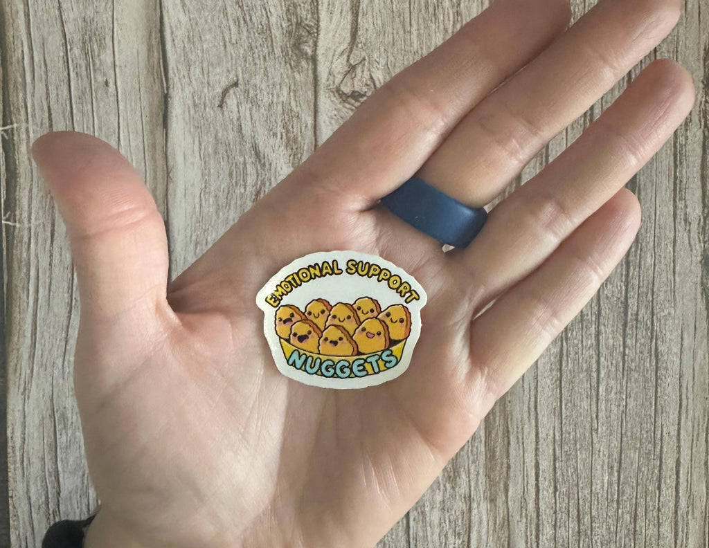 Funny Mental Health Waterproof Sticker "Emotional Support Nuggets" Funny Foodie Vinyl Decal Gift
