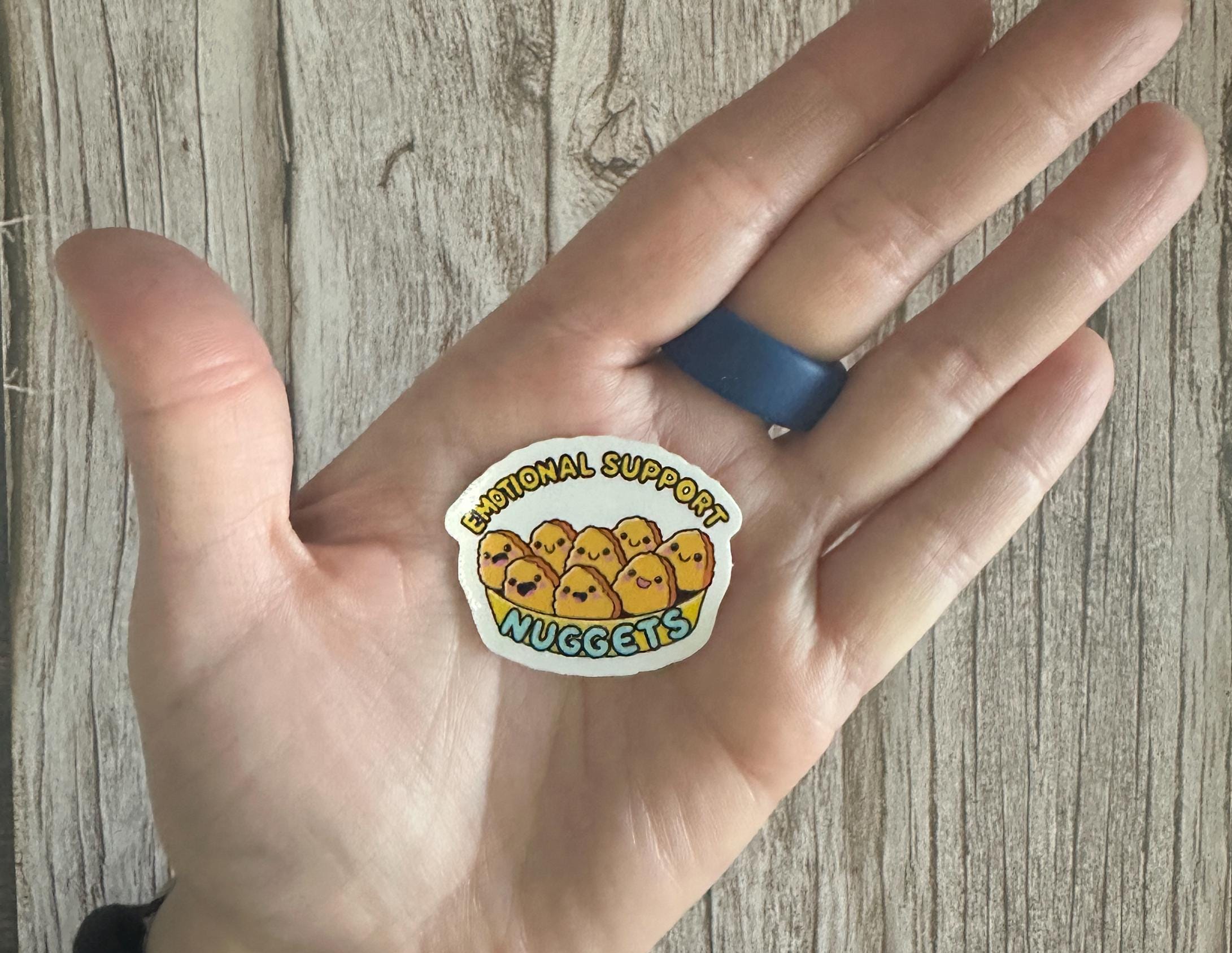 Funny Mental Health Waterproof Sticker "Emotional Support Nuggets" Funny Foodie Vinyl Decal Gift