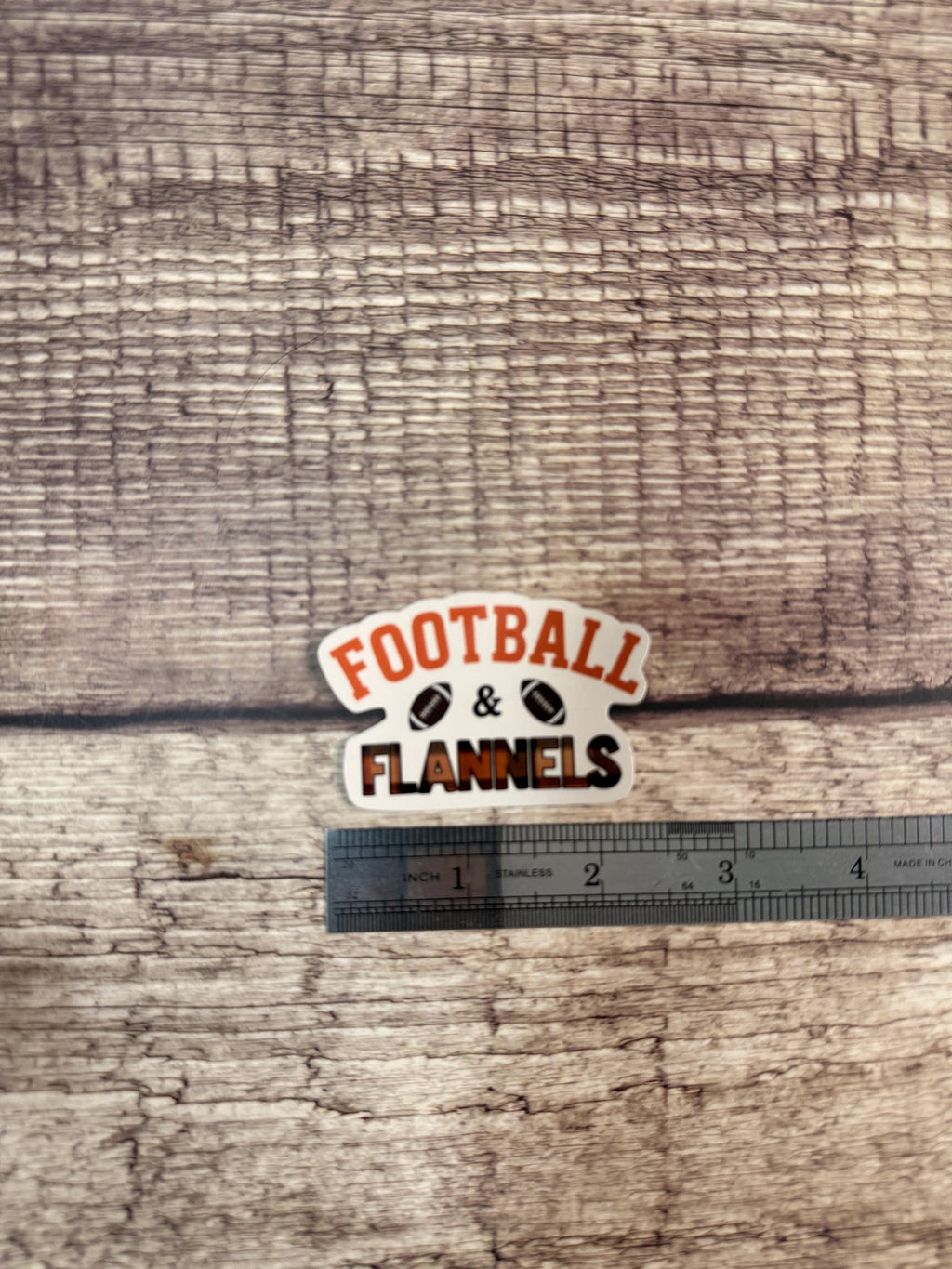Cute Fall Football Waterproof Sticker "Football & Flannels" Vinyl Decal