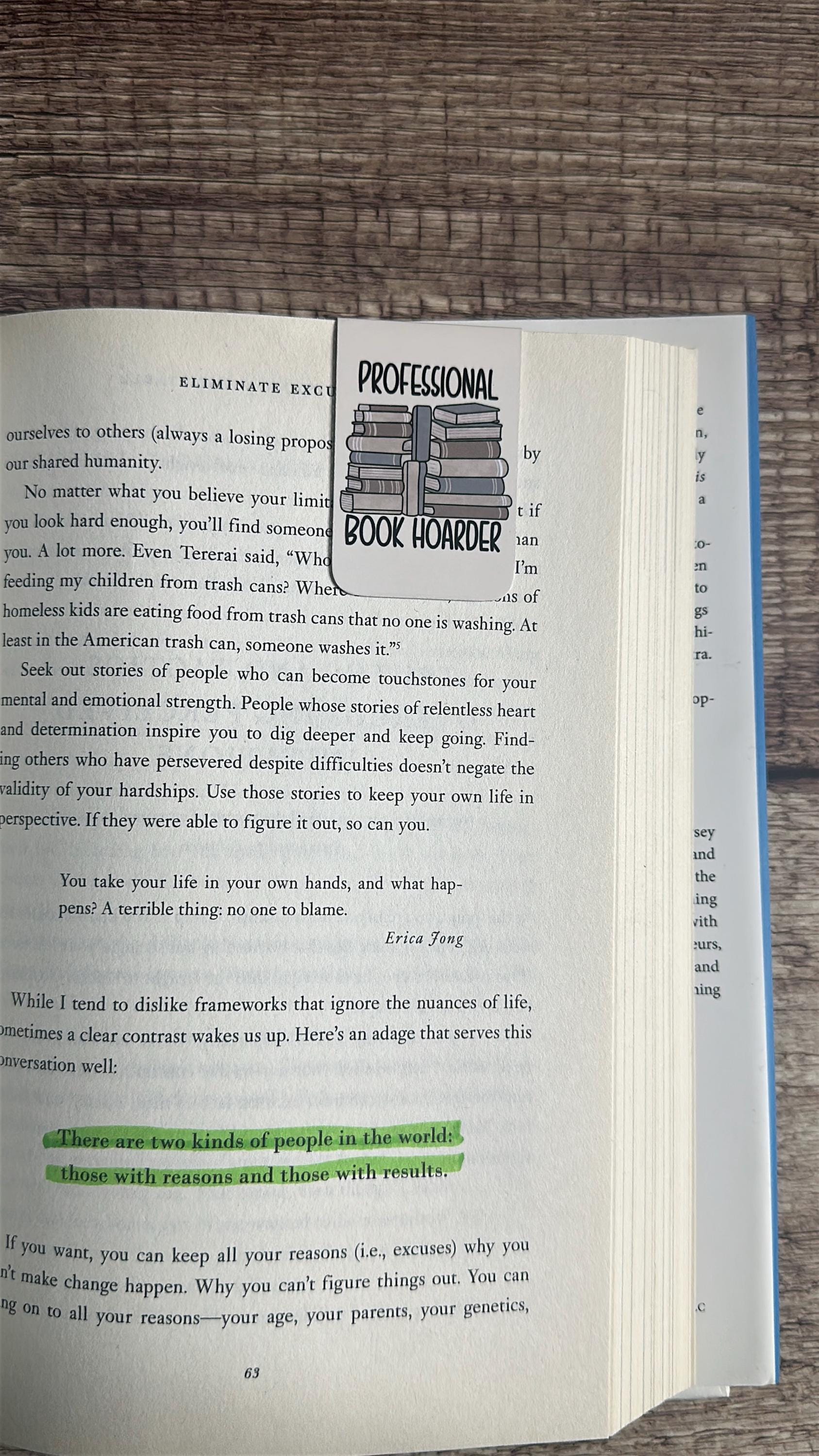 Funny Magnetic Bookmark: "Professional Book Hoarder" -  Reading Lover Gift