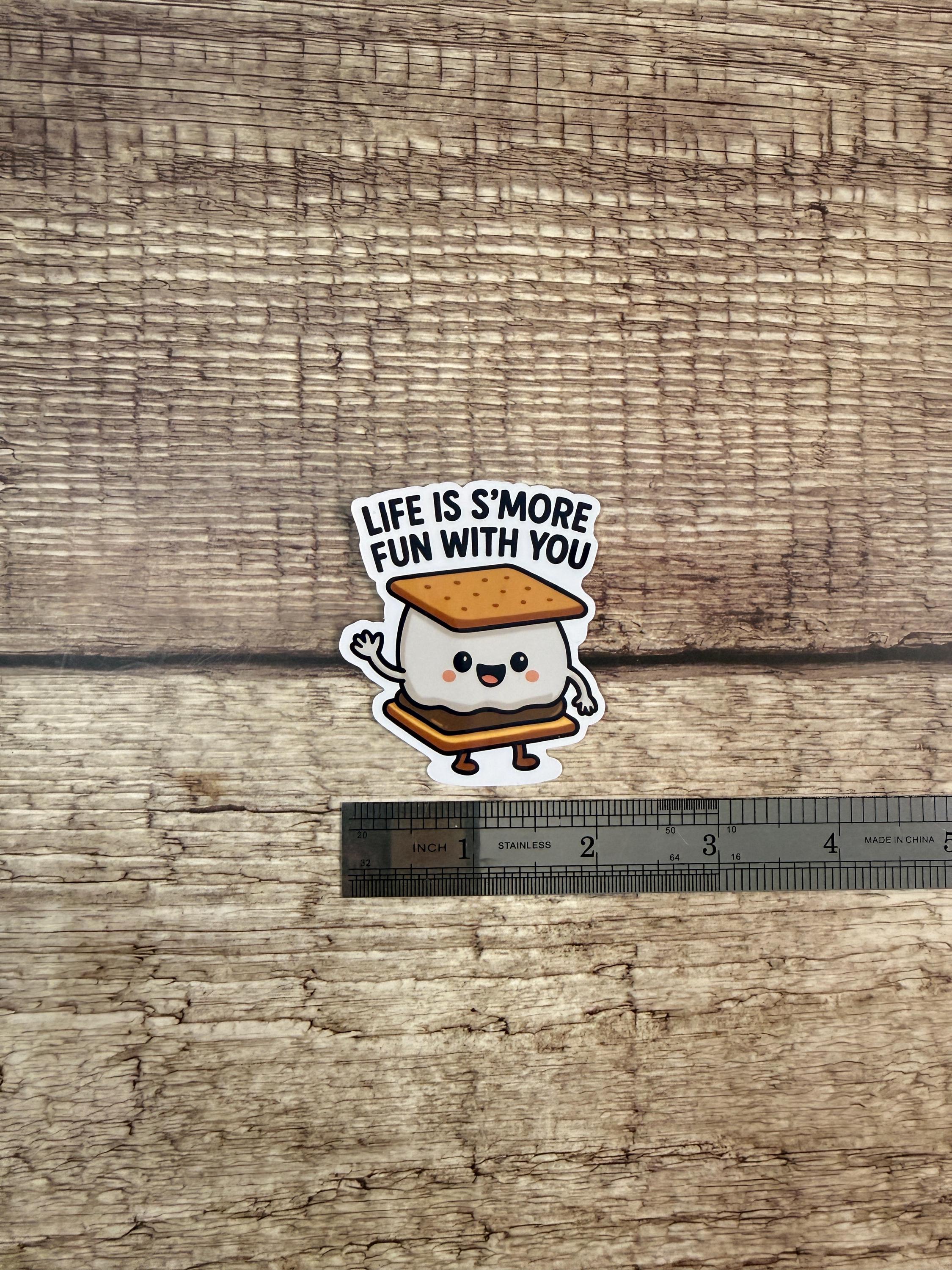 Funny Food Pun Waterproof Sticker: Life’s S’more Fun With You Vinyl Decal Gift