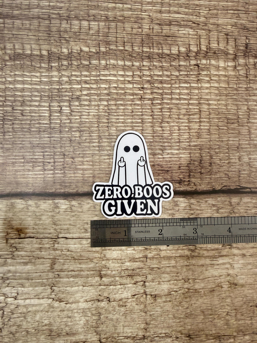 Funny Halloween Waterproof Sticker – "Zero Boos Given" Cheeky Halloween Ghost Vinyl Decal, Cute Spooky Season Gift