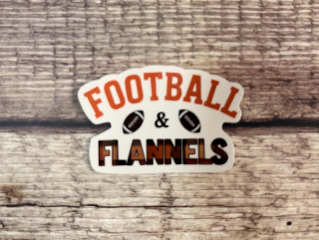 Cute Fall Football Waterproof Sticker "Football & Flannels" Vinyl Decal