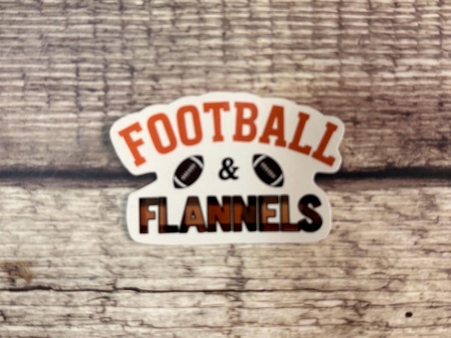 Cute Fall Football Waterproof Sticker "Football & Flannels" Vinyl Decal