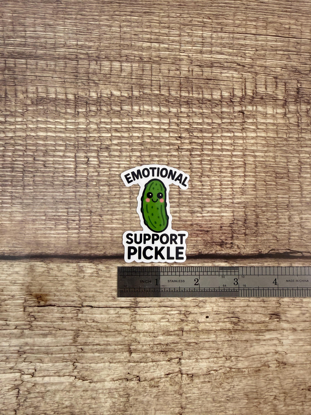 Emotional Support Pickle Sticker | Funny Food Pun Decal | Vinyl Waterproof Sticker Gift