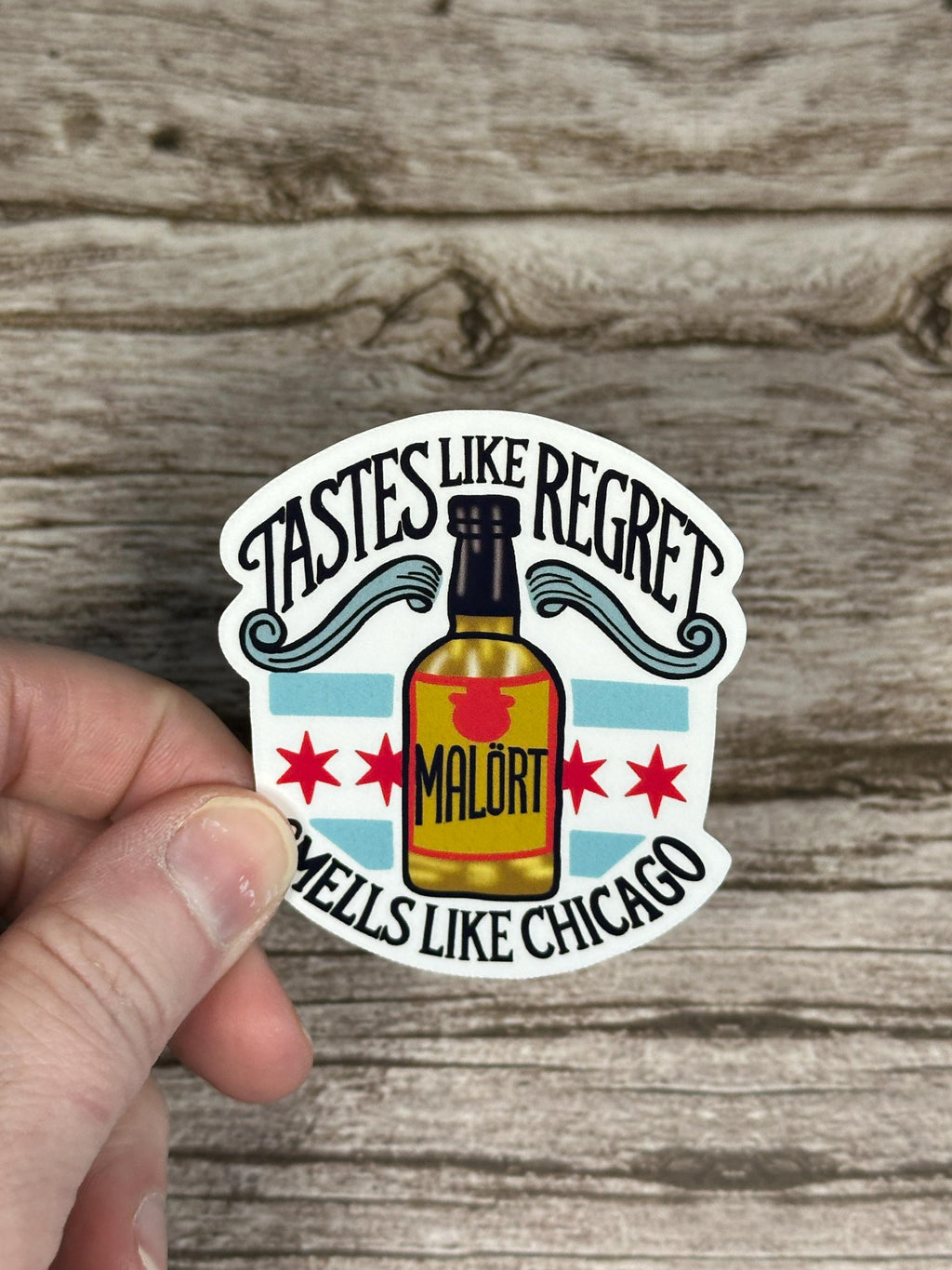 Malort Inspired "Tastes Like Regret Smells Like Chicago" Sticker: Funny Chicago Humor - Waterproof Vinyl Decal
