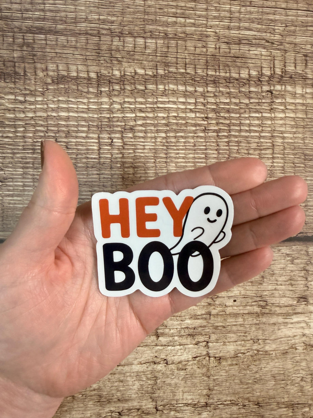 Cute Halloween Ghost Waterproof Sticker – Hey Boo Vinyl Decal Gift