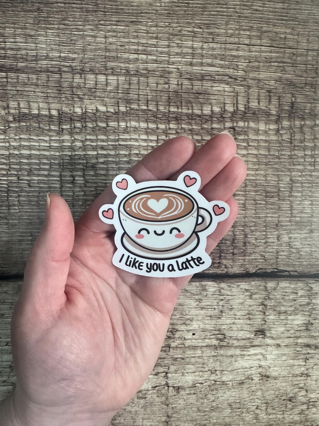 Cute Coffee Pun Waterproof Sticker "I Like You a Latte" - Funny Coffee Lover Gift - Vinyl Decal for Laptops & Water Bottles