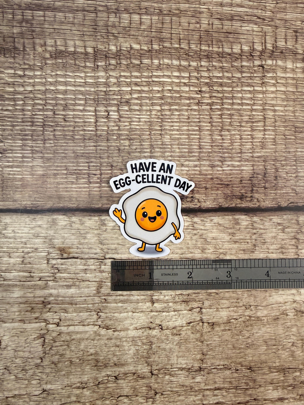 Funny Food Pun Waterproof Sticker: Have An EggCellent Day Vinyl Decal Gift