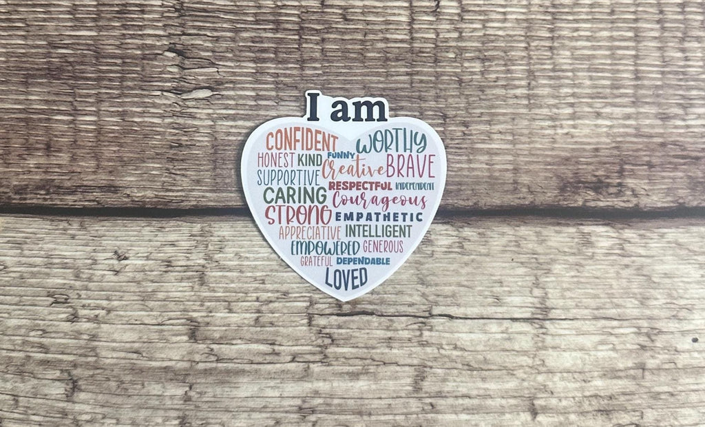 Heart Affirmation Sticker: Self-Love Vinyl Decal for Laptops, Water Bottles