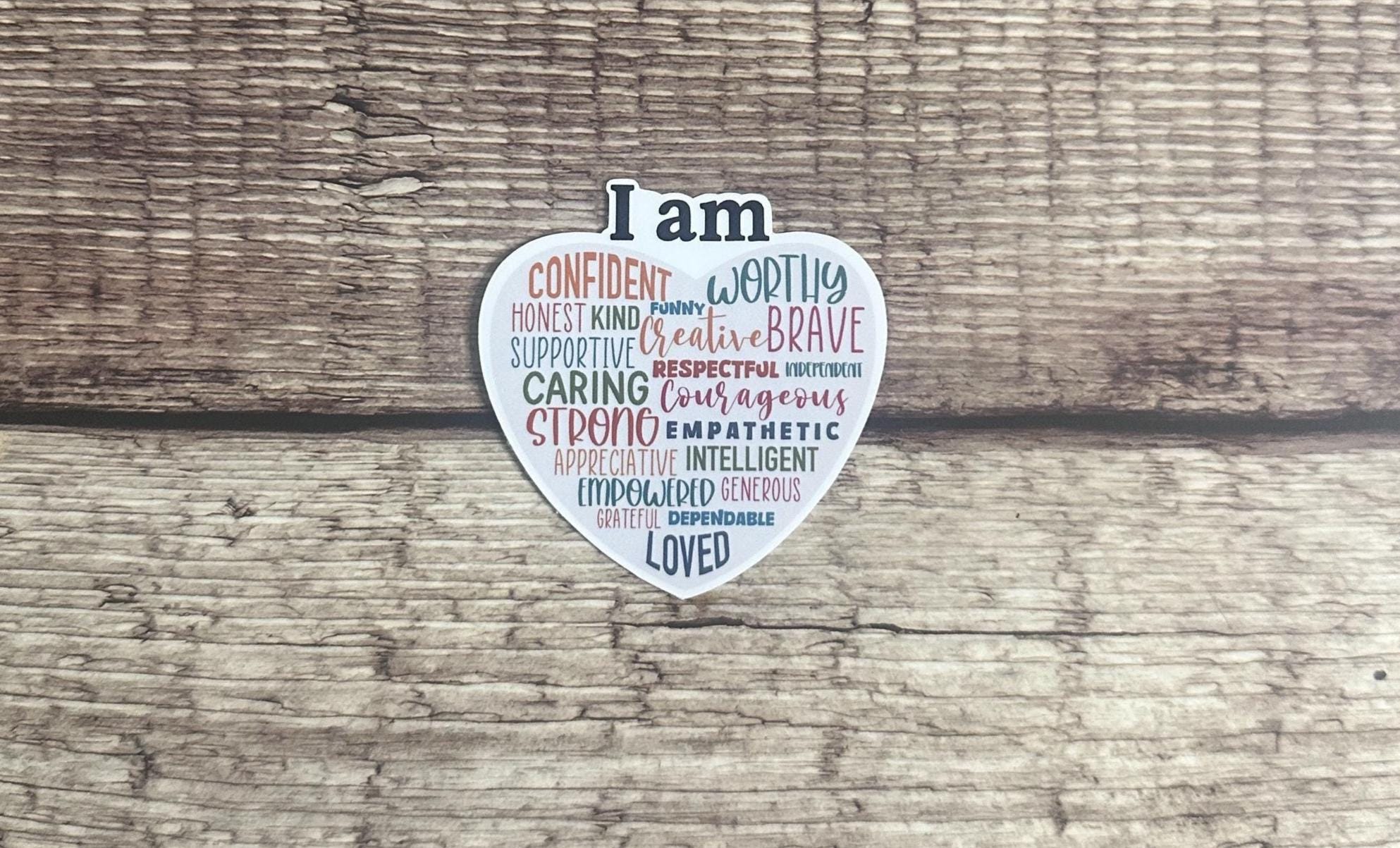 Heart Affirmation Sticker: Self-Love Vinyl Decal for Laptops, Water Bottles
