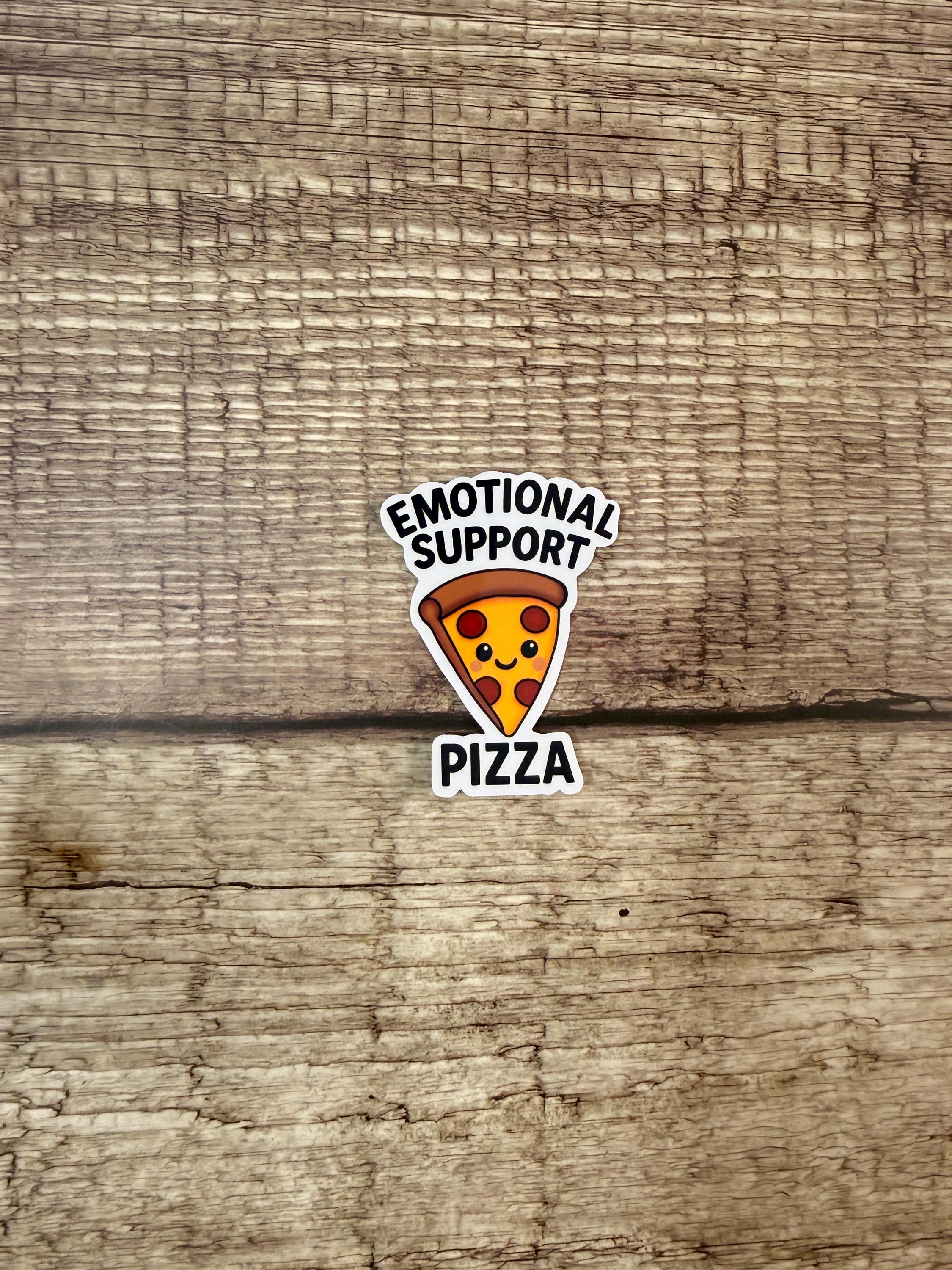 Funny Food Pun Waterproof Sticker: Emotional Support Pizza Vinyl Decal Gift