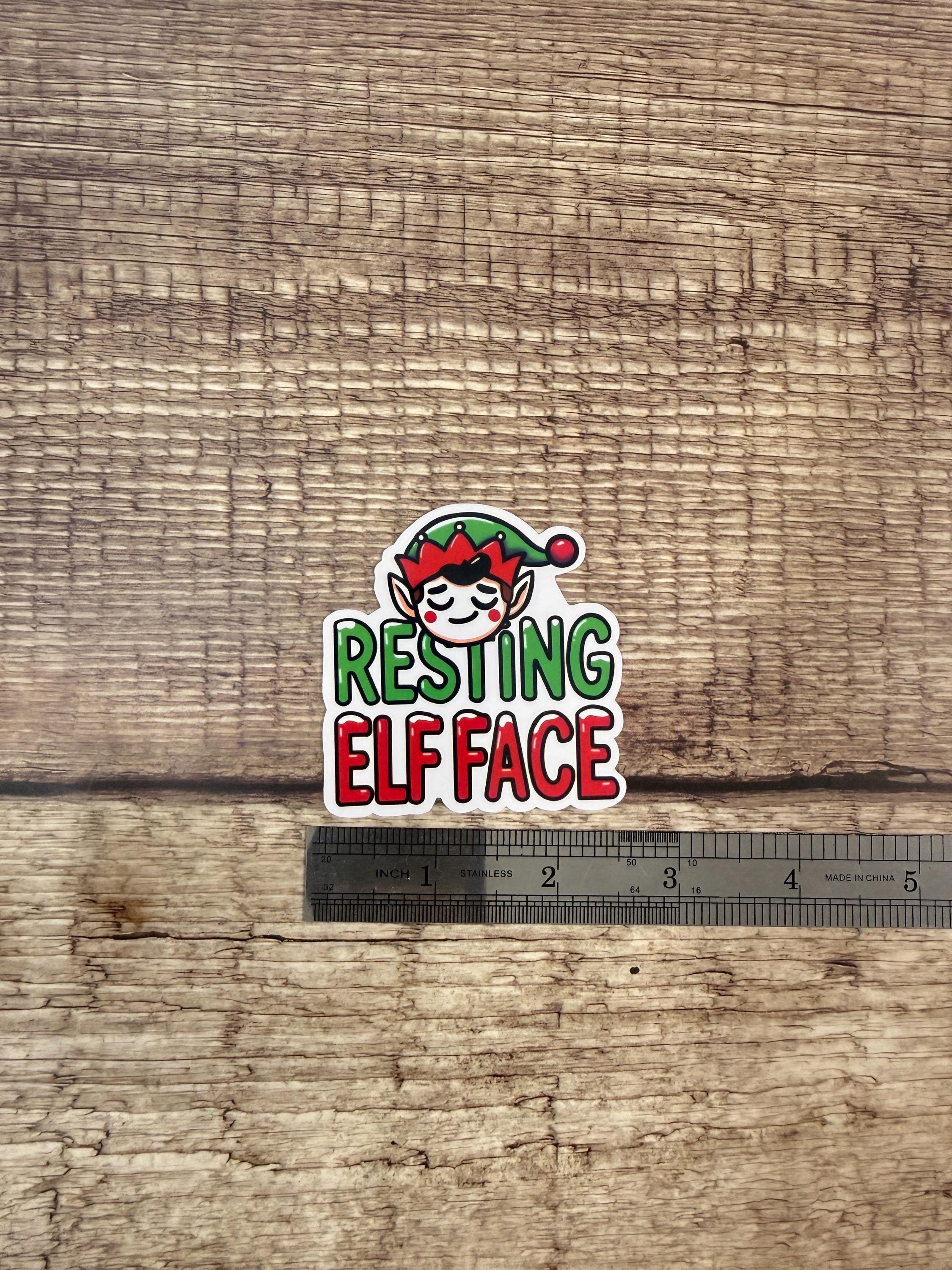 Funny Holiday Waterproof Sticker "Resting Elf Face" Christmas Vinyl Sticker