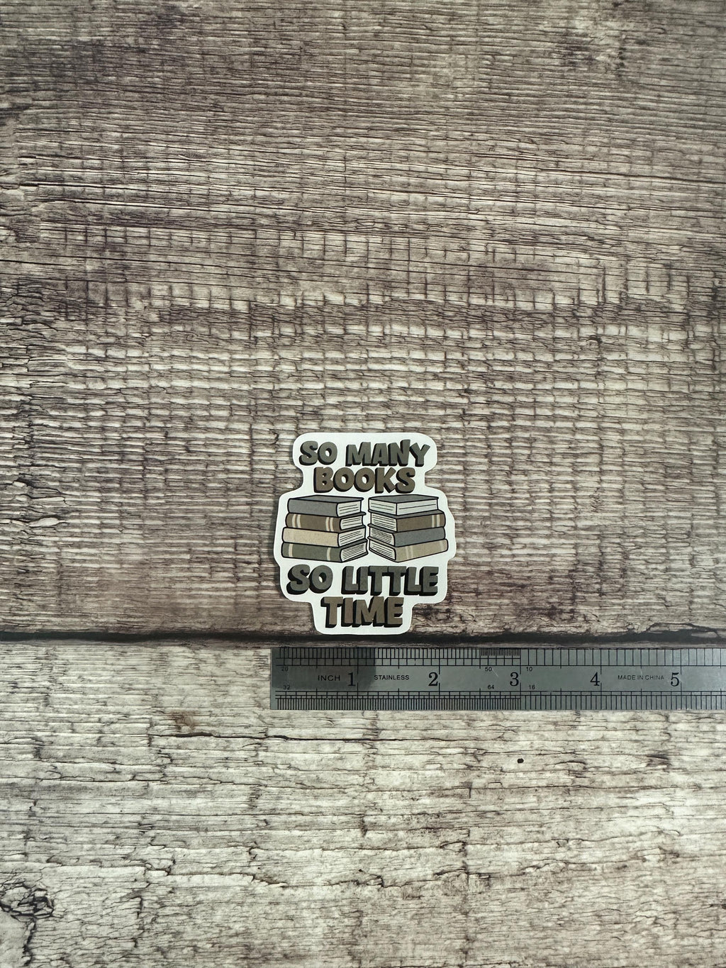 Book Lover Waterproof Sticker: "So Many Books So Little Time" Vinyl Decal for Laptops, Water Bottles