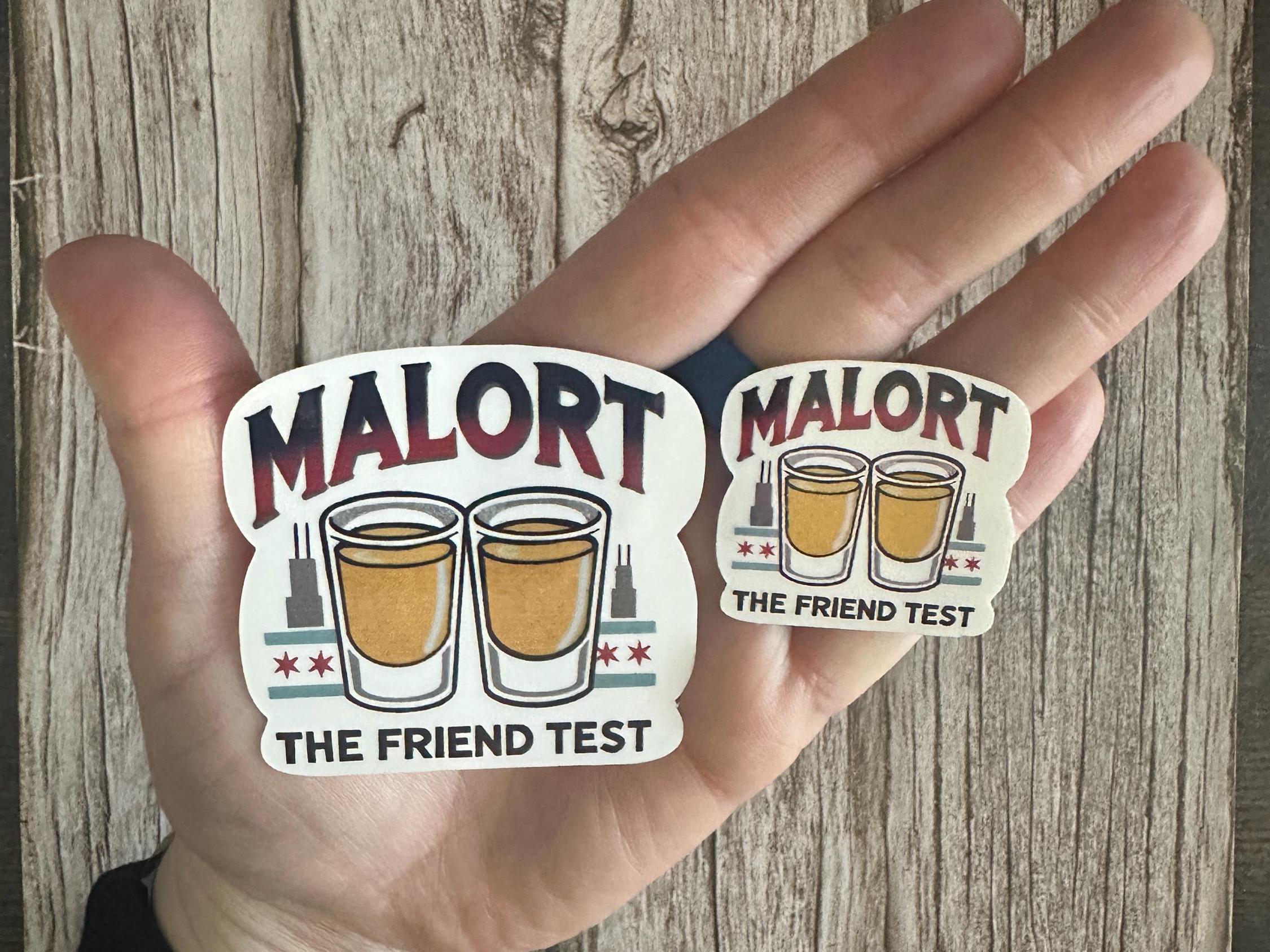 Malort Friend Test Waterproof Sticker: Chicago Humor Vinyl Decal