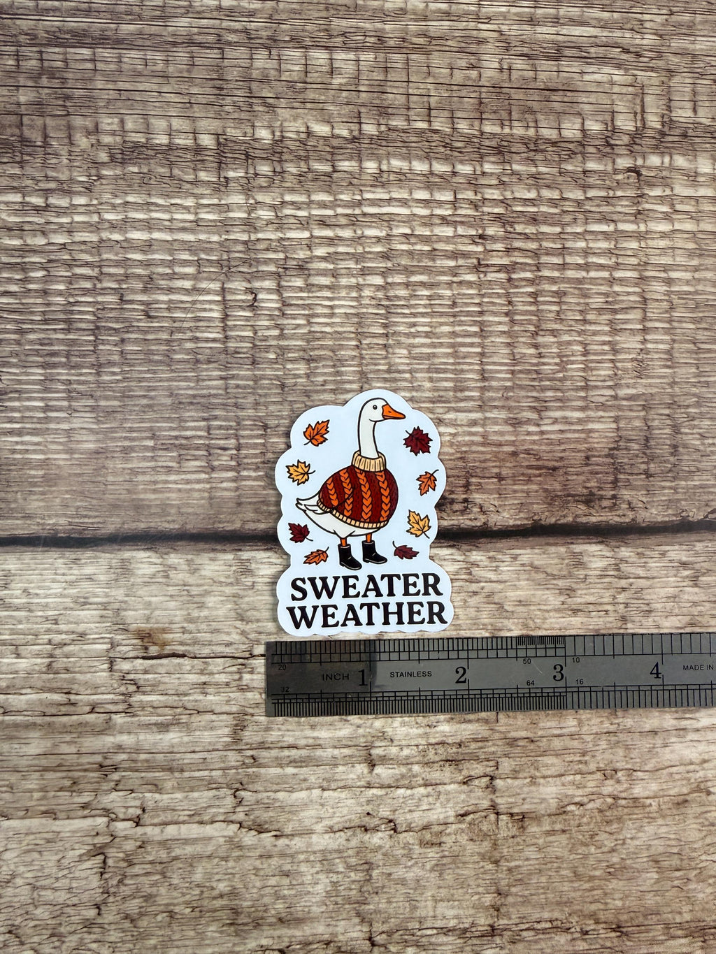 Cute Fall Waterproof Sticker: Sweater Weather Goose Vinyl Decal
