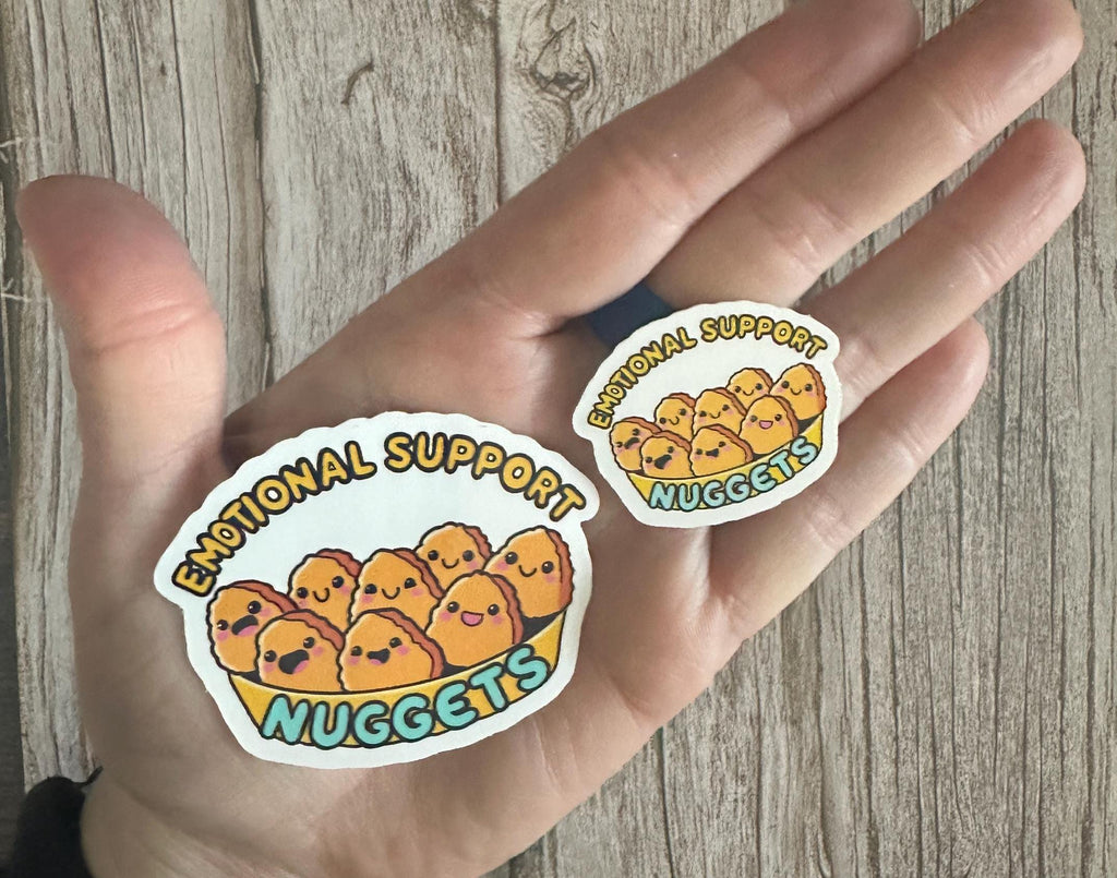 Funny Mental Health Waterproof Sticker "Emotional Support Nuggets" Funny Foodie Vinyl Decal Gift