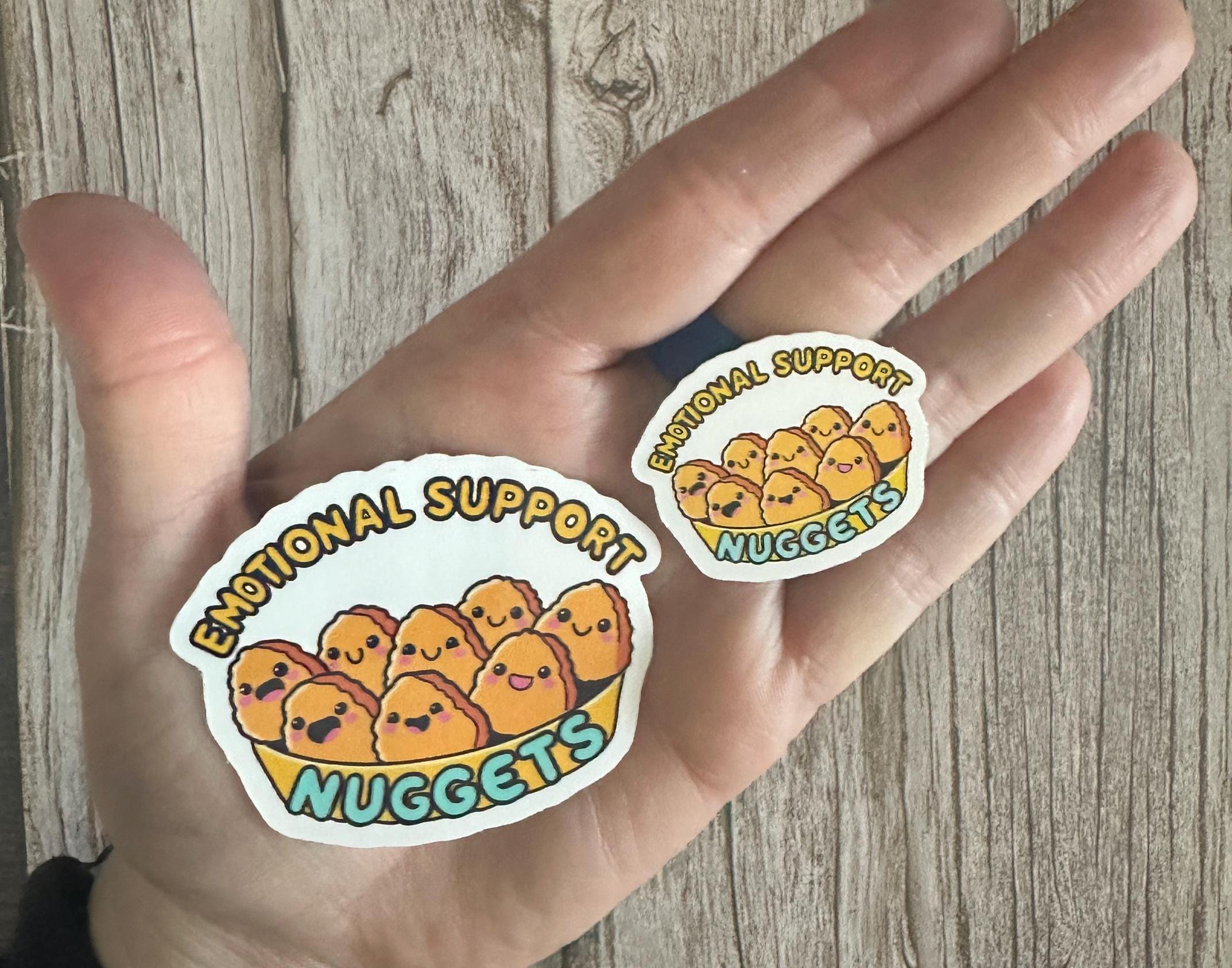 Funny Mental Health Waterproof Sticker "Emotional Support Nuggets" Funny Foodie Vinyl Decal Gift