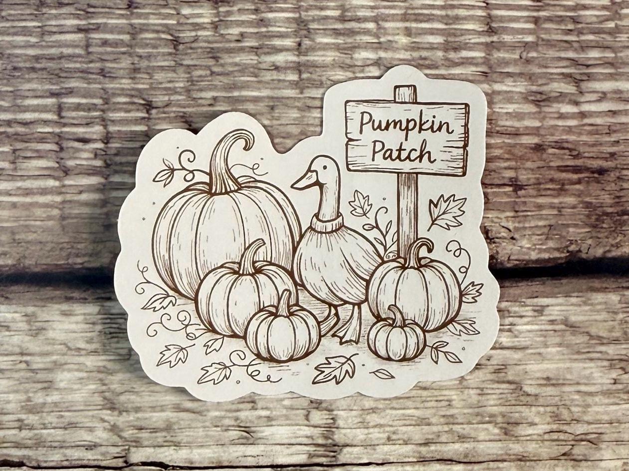 Fall Themed Waterproof Sticker: Pumpkin Patch Goose Vinyl Decal