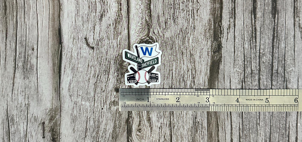 Wrigley Field Inspired Waterproof Sticker: Waveland & Sheffield Chicago Baseball W Flag Vinyl Decal