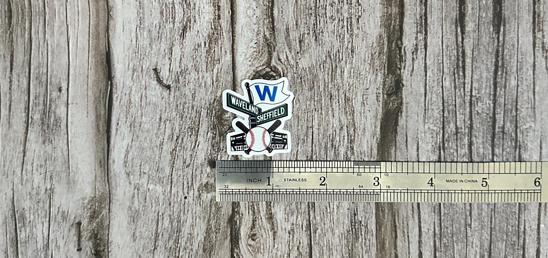 Wrigley Field Inspired Waterproof Sticker: Waveland & Sheffield Chicago Baseball W Flag Vinyl Decal