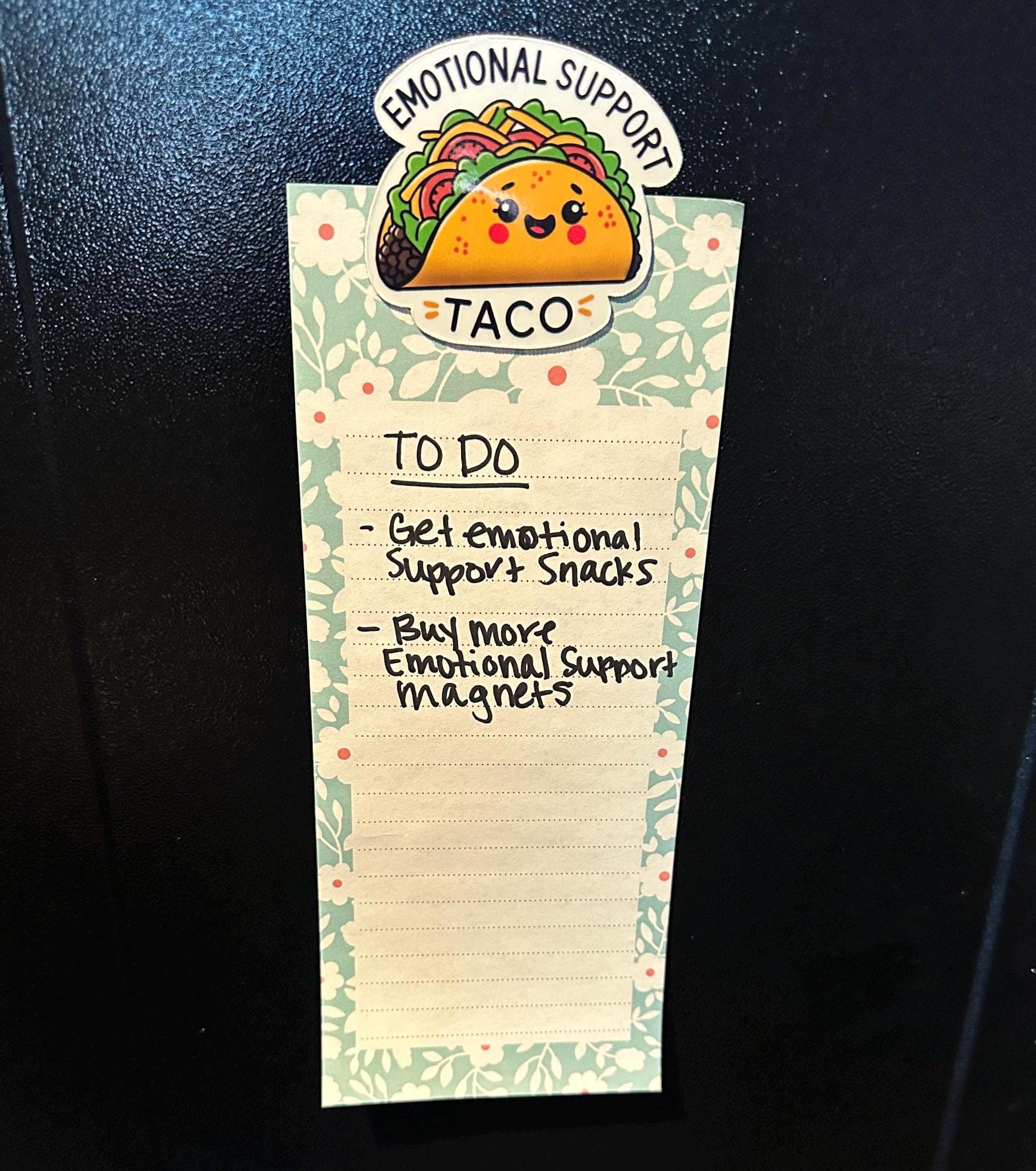 Emotional Support Taco Waterproof Sticker - Funny Food Lover Gift - Vinyl Decal for Laptops & Water Bottles