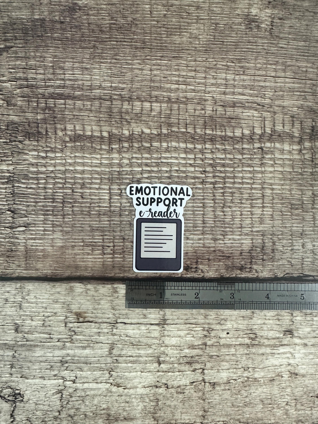 Book Lover Gift - "Emotional Support e-Reader" Waterproof Sticker - Vinyl Decal for Laptops & Water Bottles